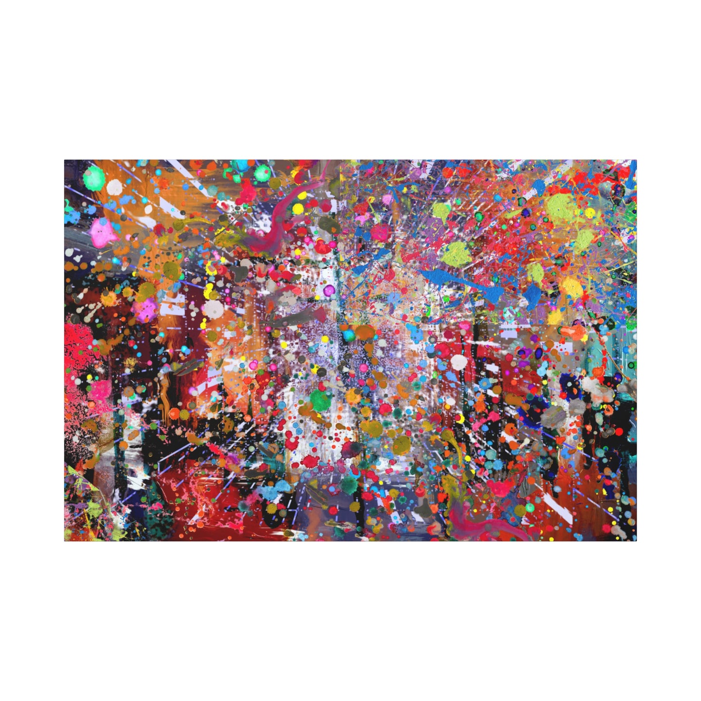 Urban Chaos: Neon Splatter Symphony Abstract Canvas Print Art