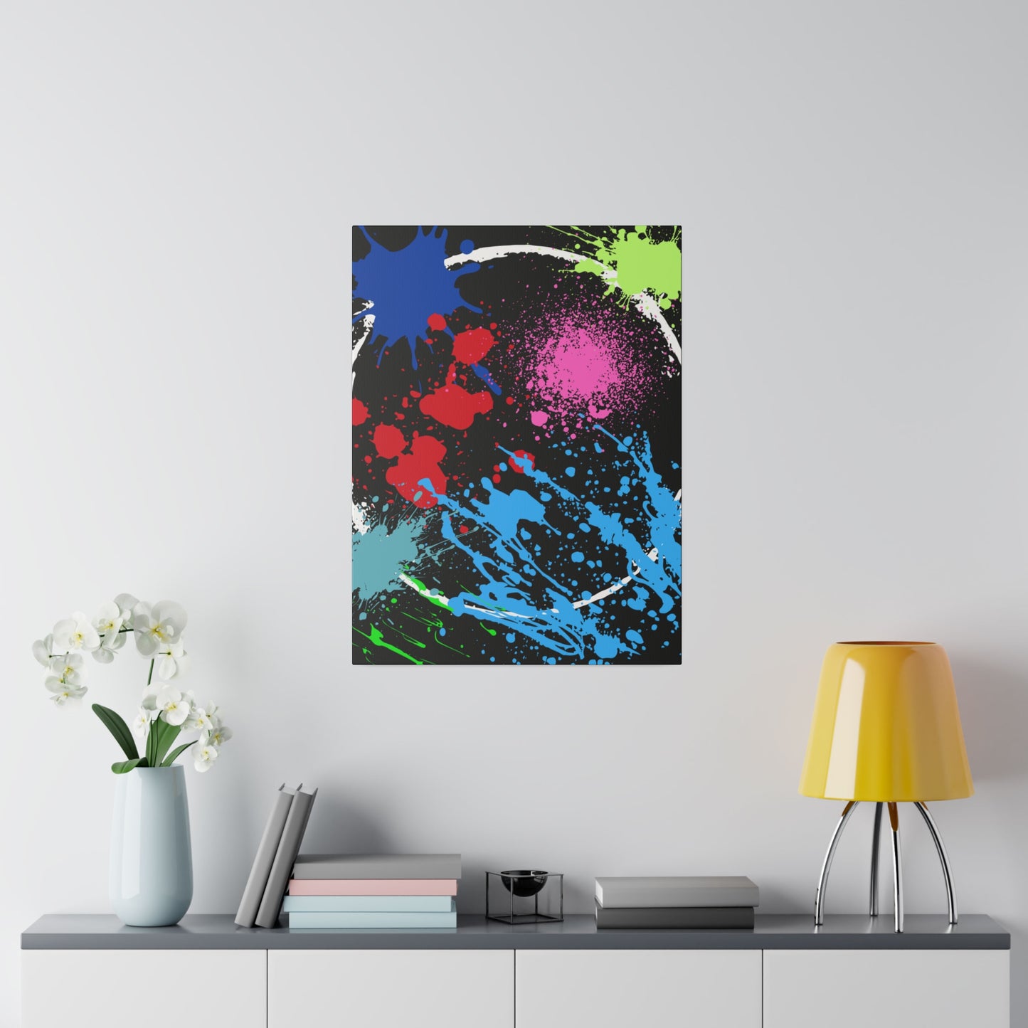 Neon Eclipse Abstract Canvas Wall Art
