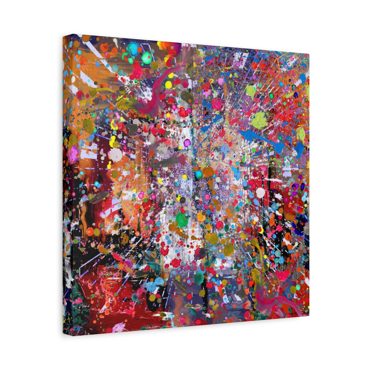 Urban Chaos: Neon Splatter Symphony Abstract Canvas Print Art