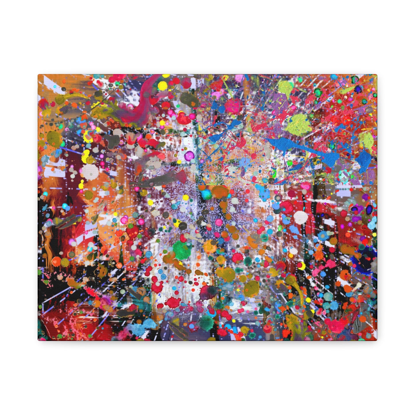 Urban Chaos: Neon Splatter Symphony Abstract Canvas Print Art