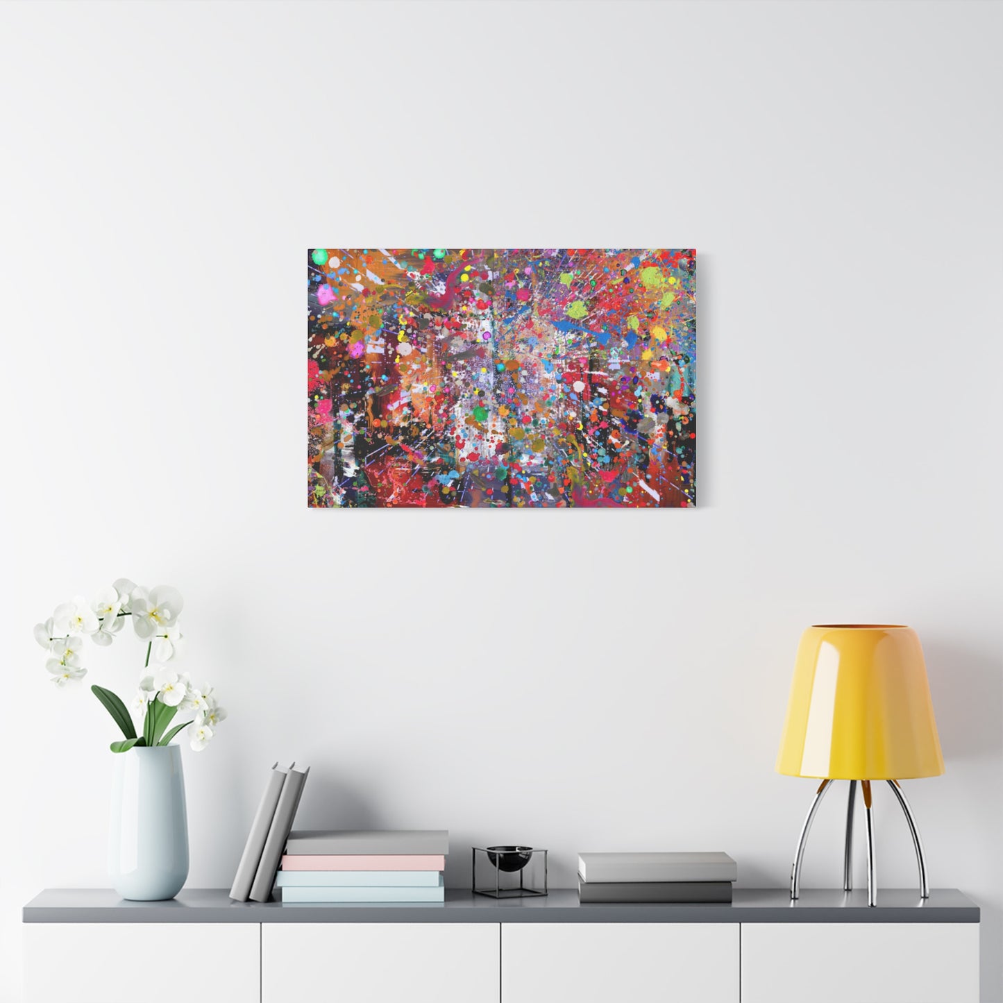 Urban Chaos: Neon Splatter Symphony Abstract Canvas Print Art