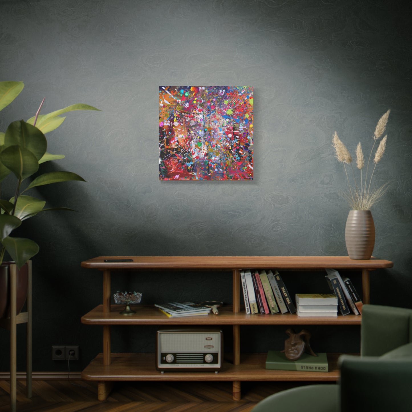 Urban Chaos: Neon Splatter Symphony Abstract Canvas Print Art