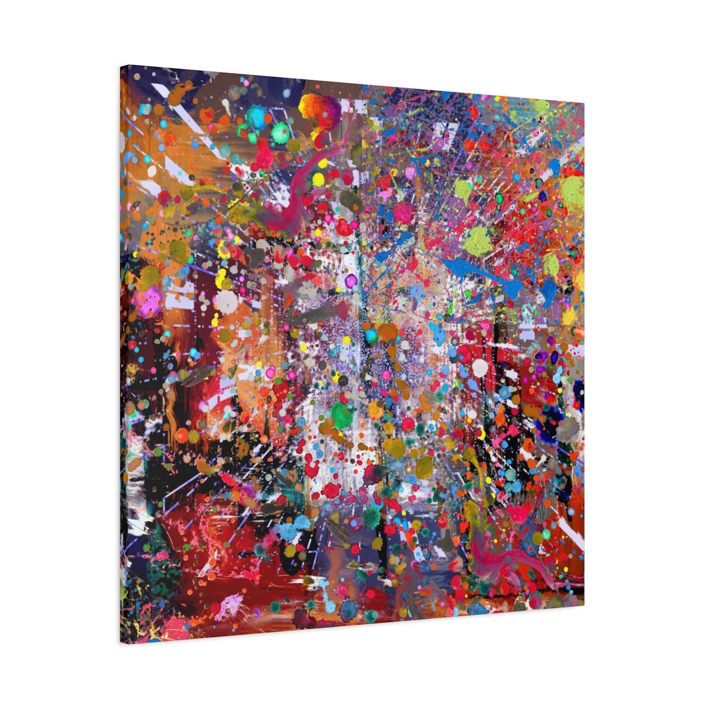 Urban Chaos: Neon Splatter Symphony Abstract Canvas Print Art