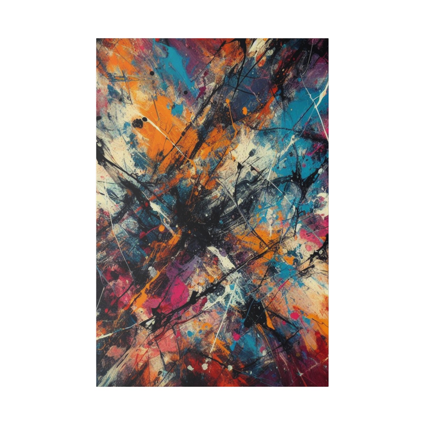 Electric Chaos Abstract Canvas Print – Bold Modern Paint Splash Wall Art for Contemporary Interiors