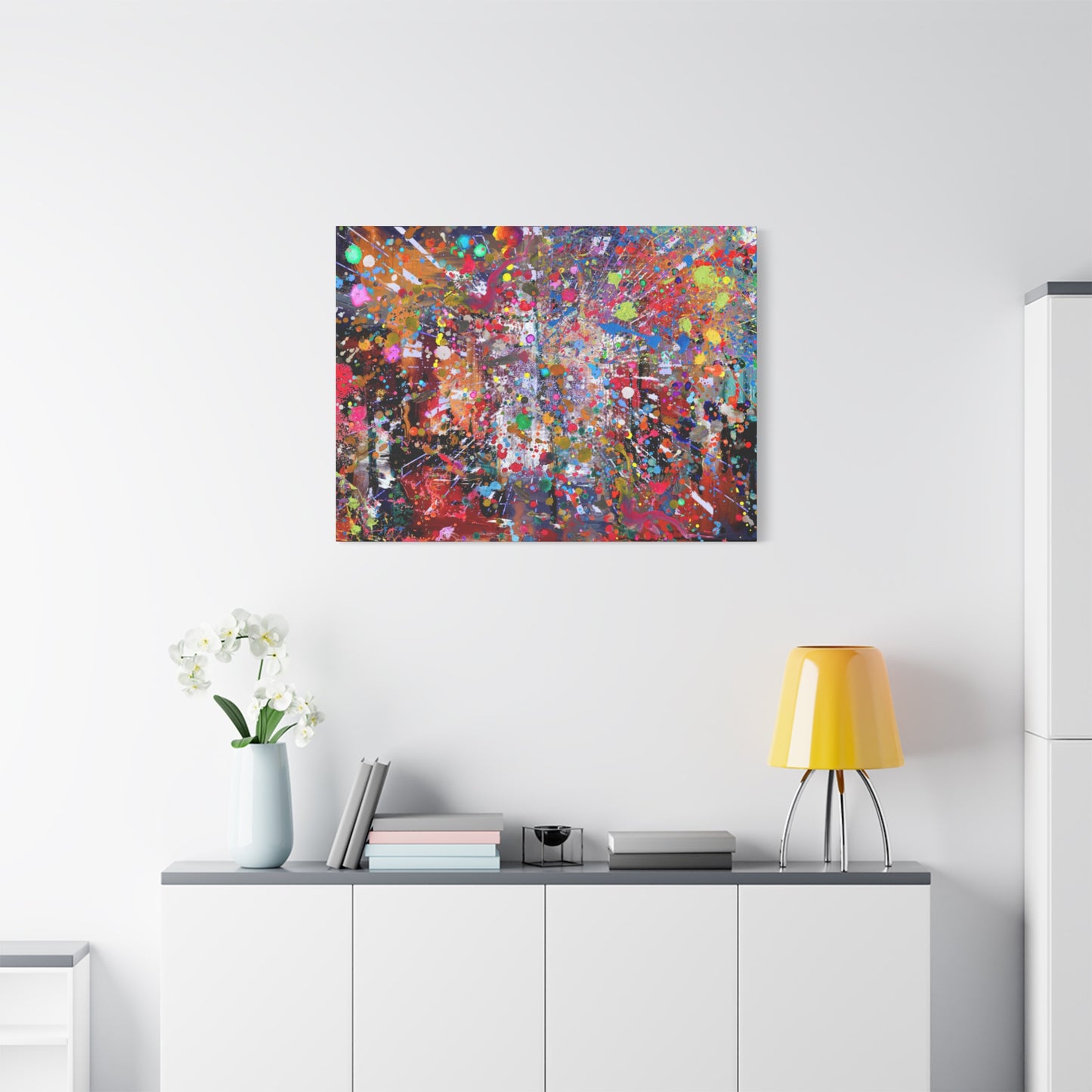 Urban Chaos: Neon Splatter Symphony Abstract Canvas Print Art