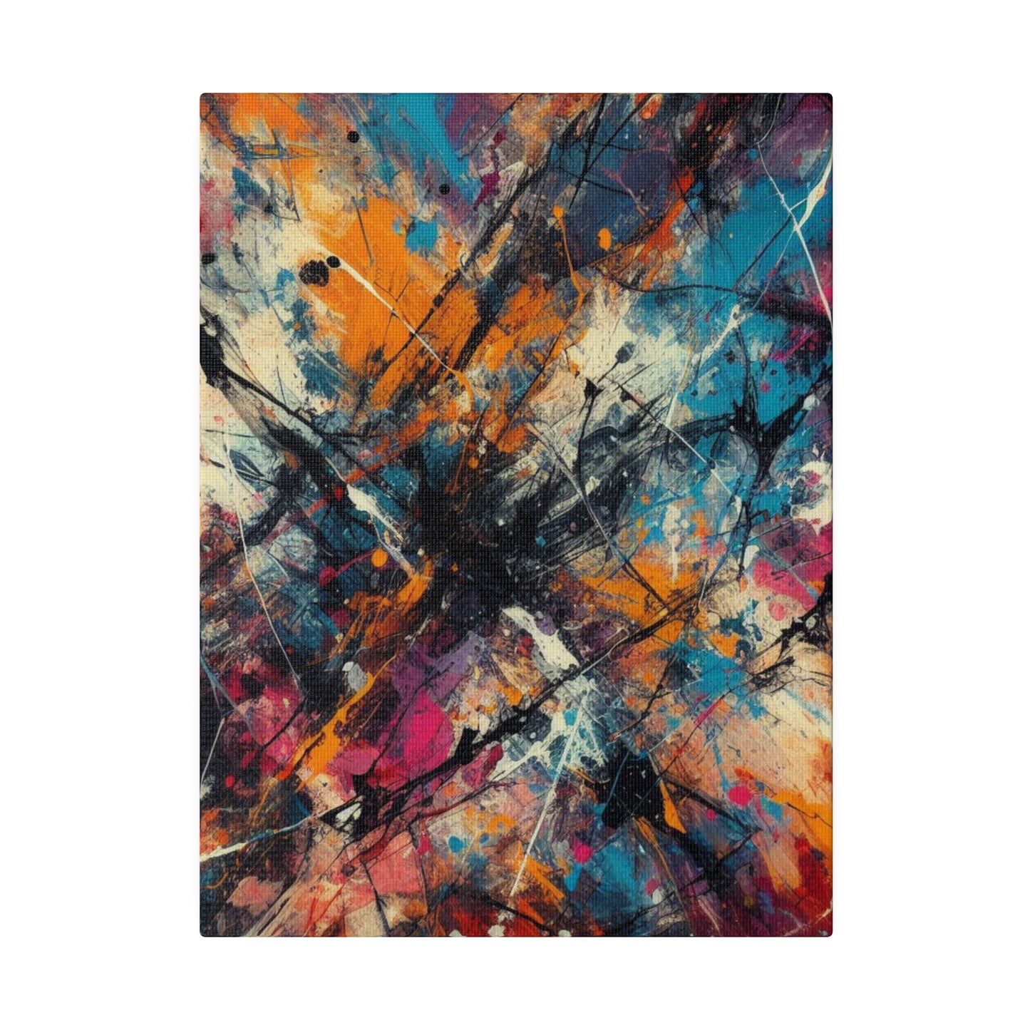 Electric Chaos Abstract Canvas Print – Bold Modern Paint Splash Wall Art for Contemporary Interiors