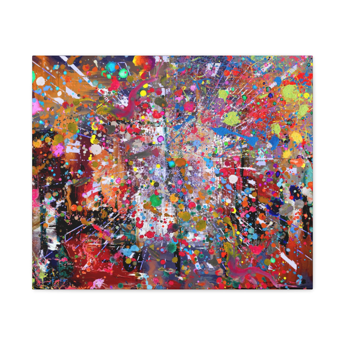 Urban Chaos: Neon Splatter Symphony Abstract Canvas Print Art