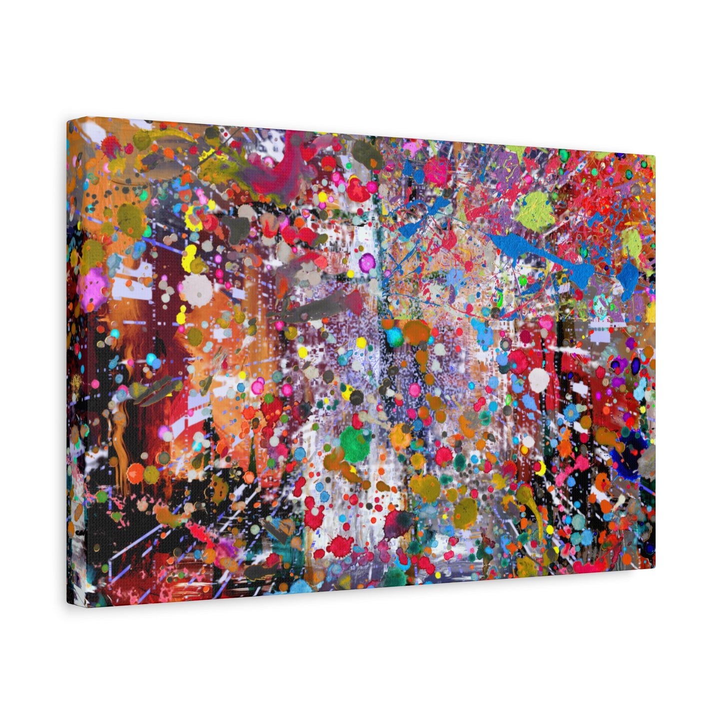Urban Chaos: Neon Splatter Symphony Abstract Canvas Print Art