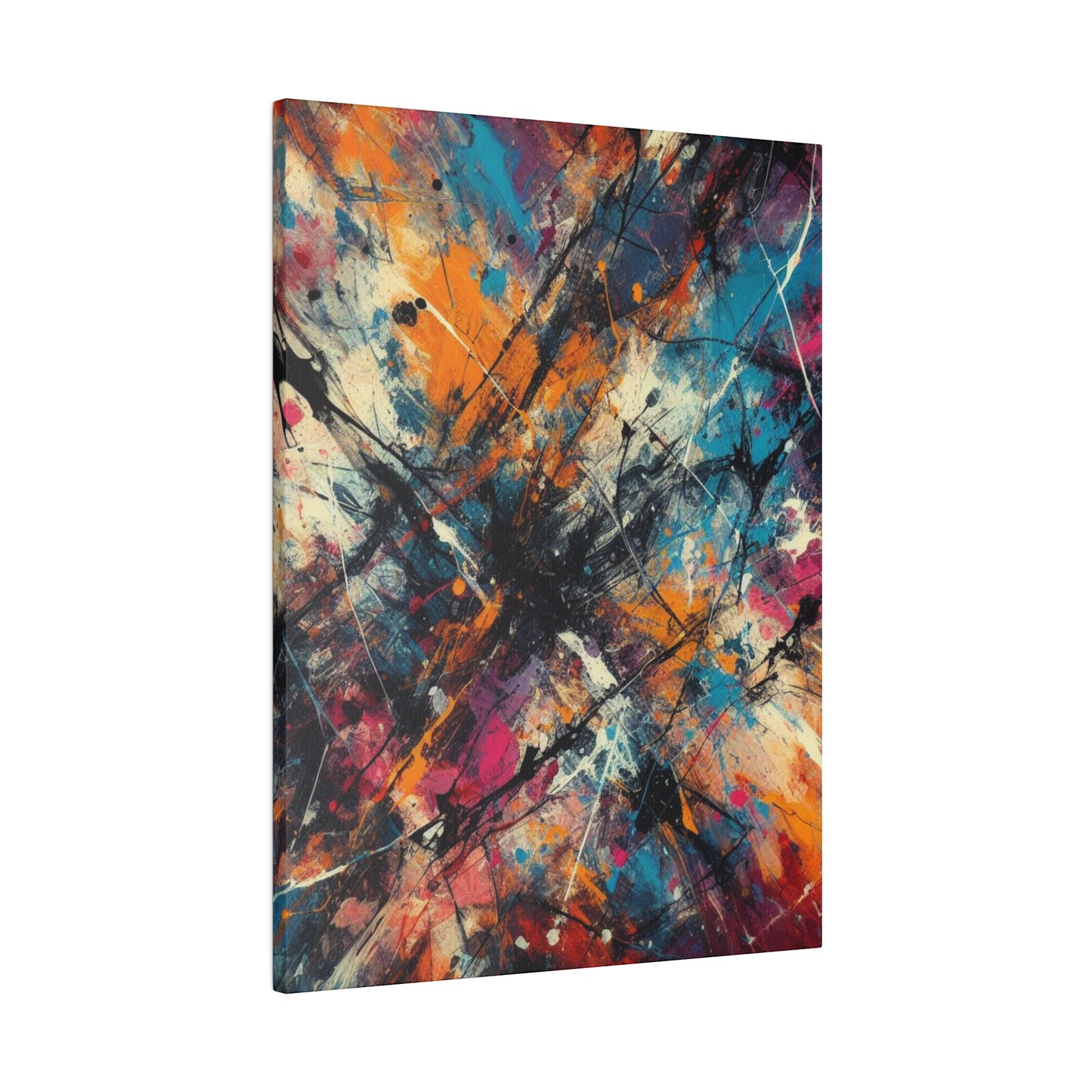Electric Chaos Abstract Canvas Print – Bold Modern Paint Splash Wall Art for Contemporary Interiors