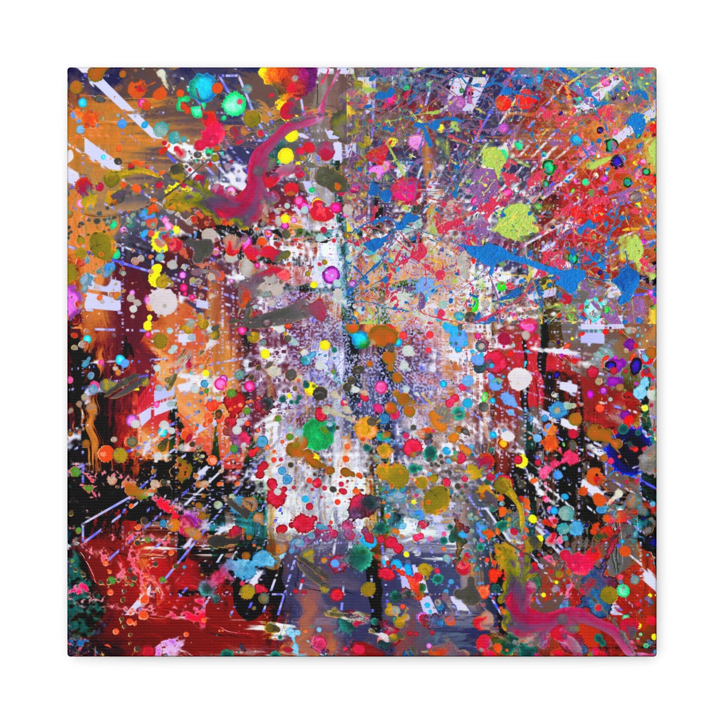 Urban Chaos: Neon Splatter Symphony Abstract Canvas Print Art