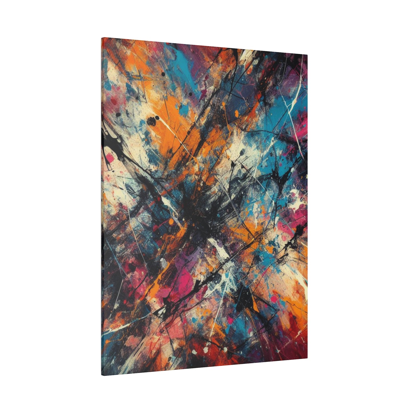 Electric Chaos Abstract Canvas Print – Bold Modern Paint Splash Wall Art for Contemporary Interiors