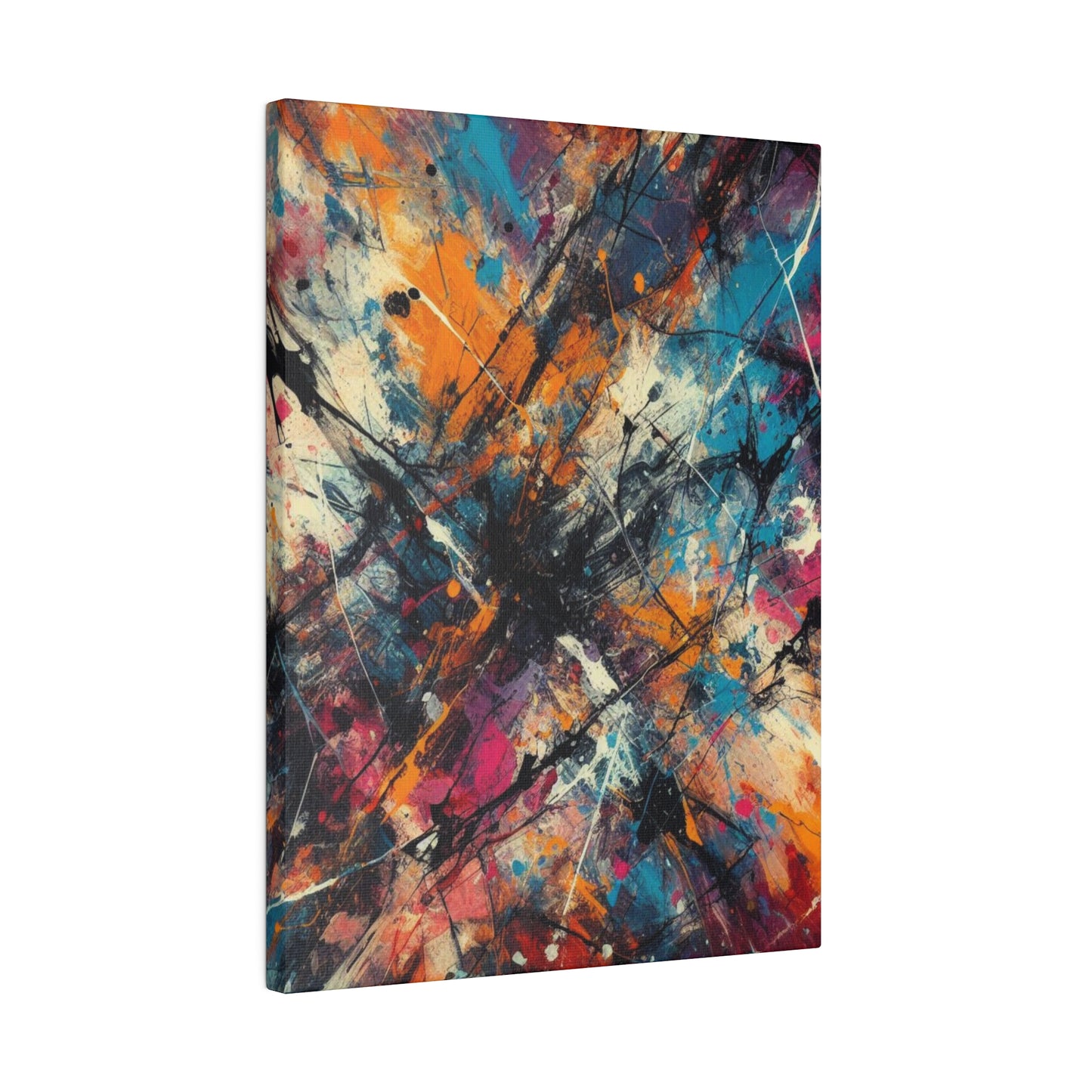 Electric Chaos Abstract Canvas Print – Bold Modern Paint Splash Wall Art for Contemporary Interiors