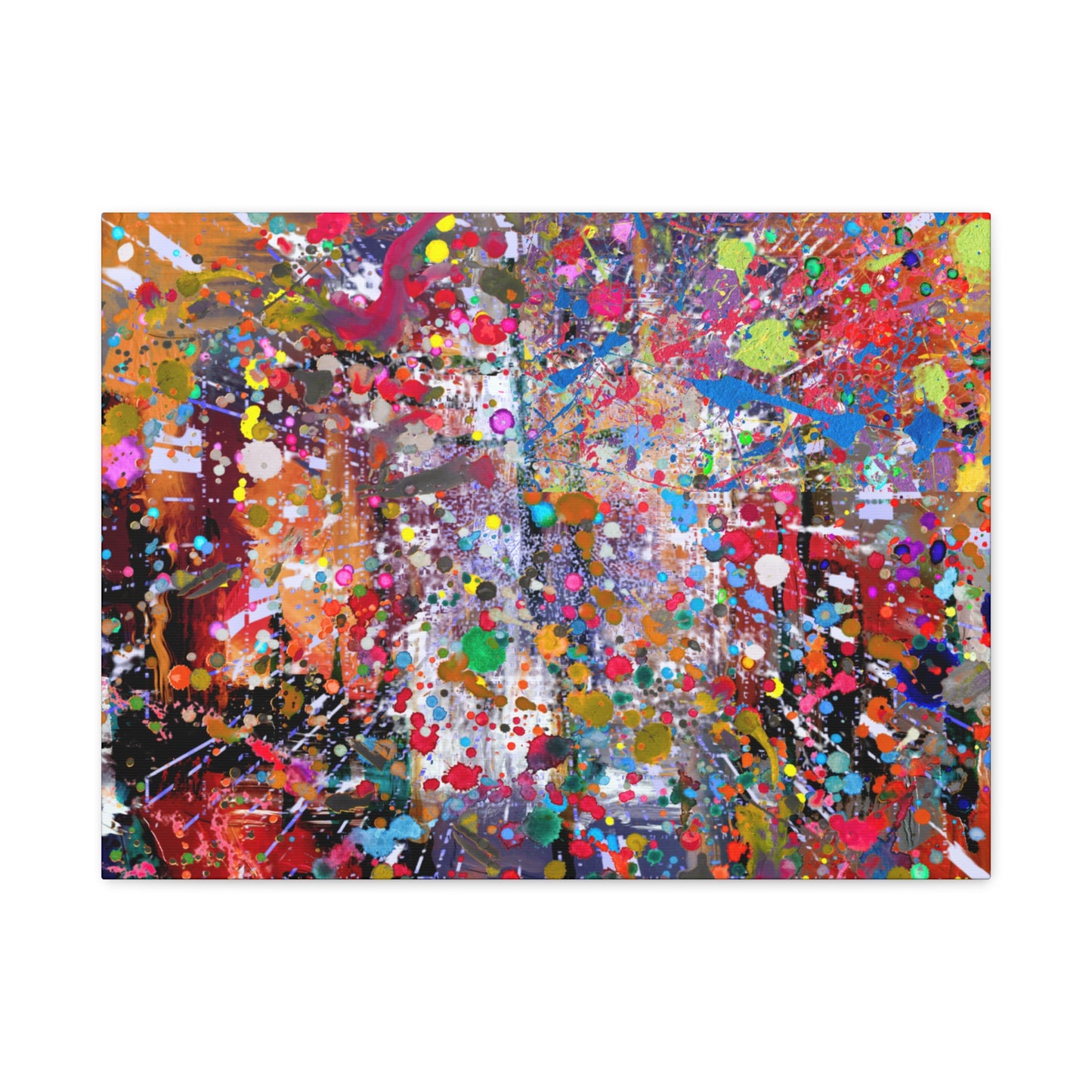 Urban Chaos: Neon Splatter Symphony Abstract Canvas Print Art