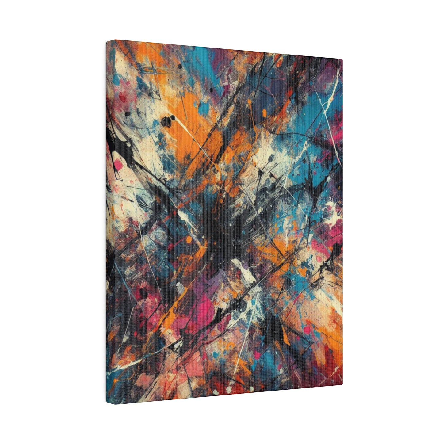 Electric Chaos Abstract Canvas Print – Bold Modern Paint Splash Wall Art for Contemporary Interiors
