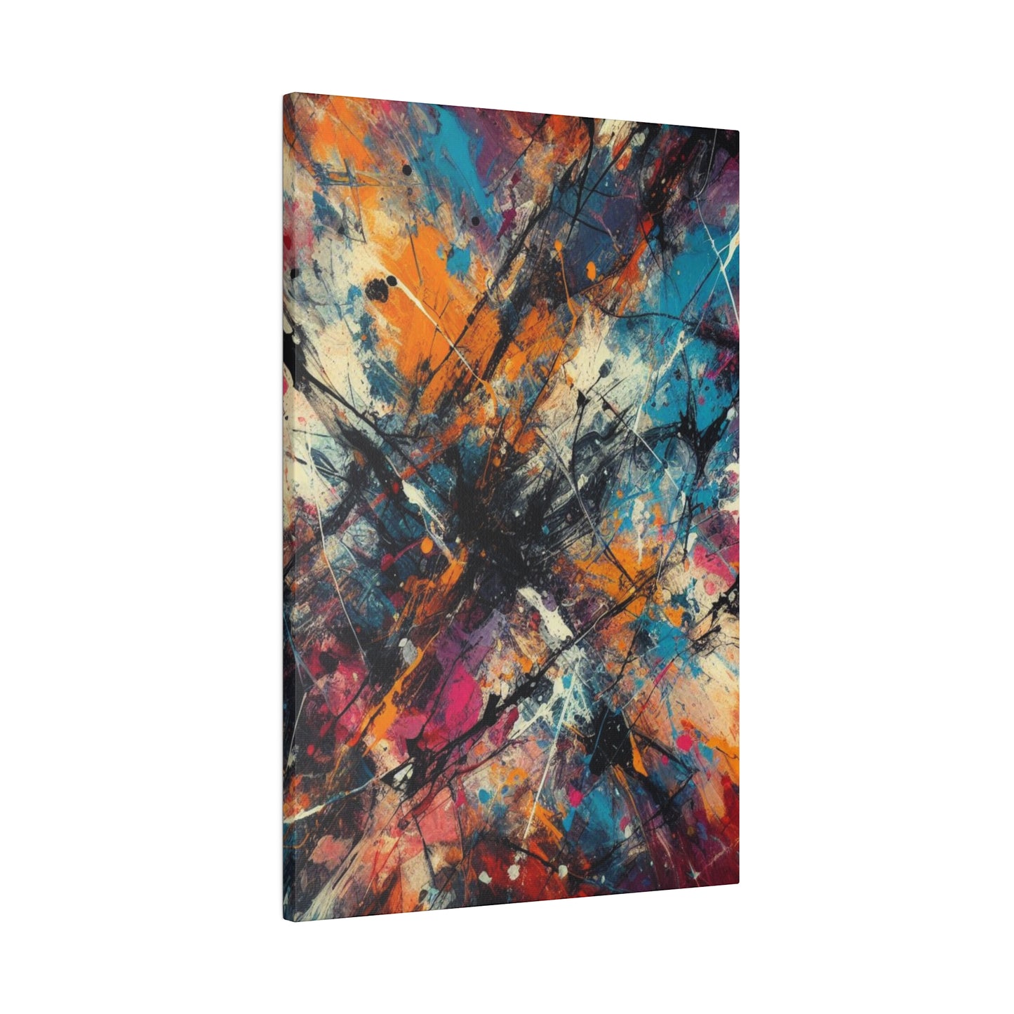 Electric Chaos Abstract Canvas Print – Bold Modern Paint Splash Wall Art for Contemporary Interiors