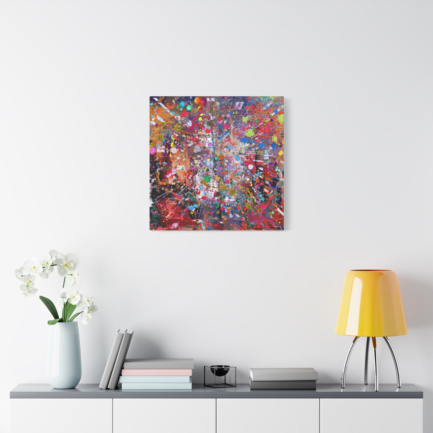 Urban Chaos: Neon Splatter Symphony Abstract Canvas Print Art
