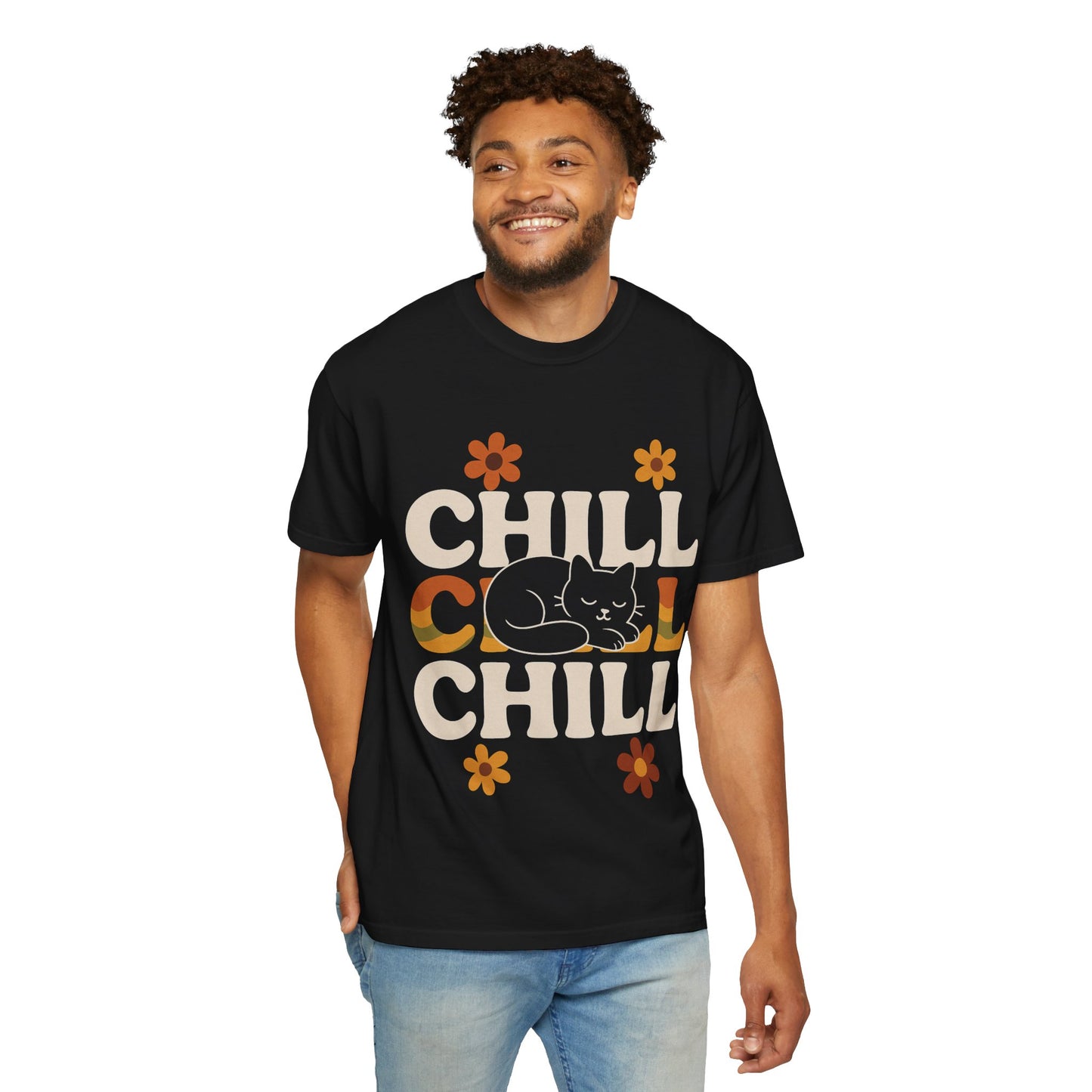 Chill Vibe Unisex T-Shirt, Cat Lover Gift, Relaxed Fit Tee, Summer Outfit, Statement Shirt, Gift for Friends