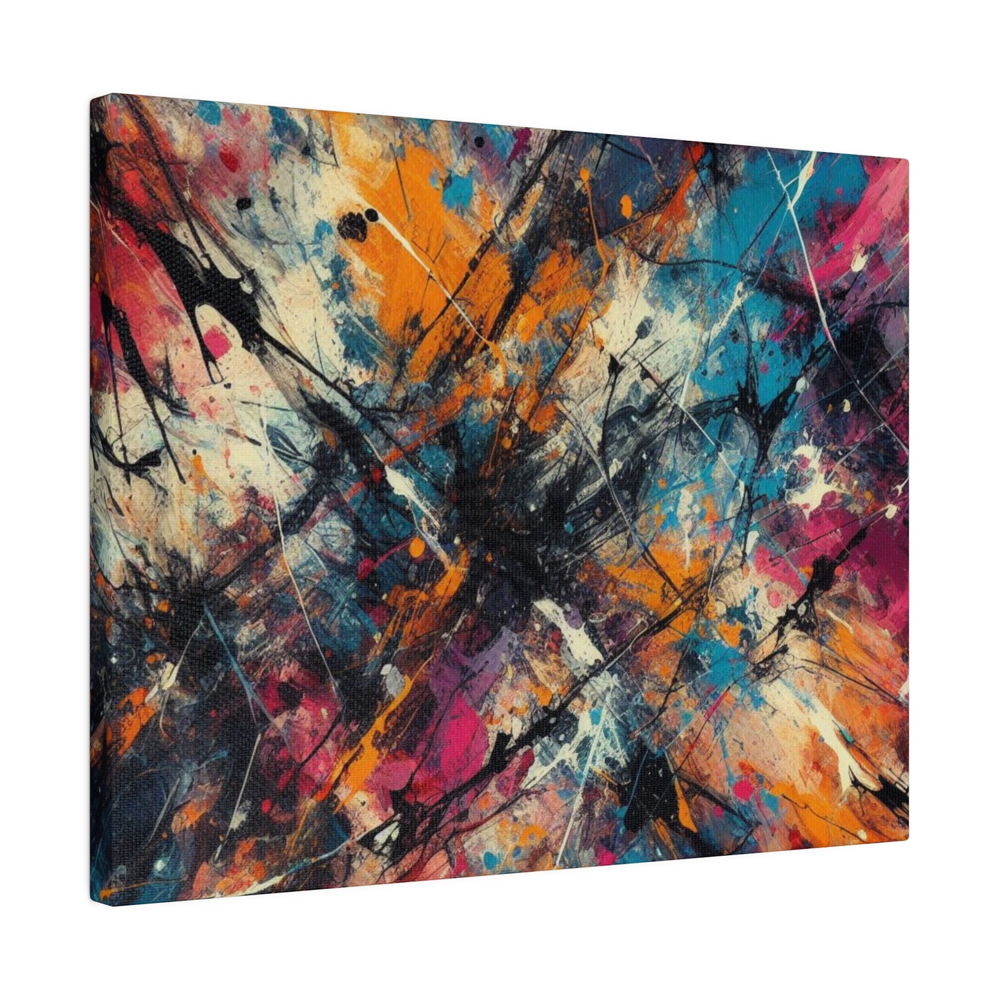 Electric Chaos Abstract Canvas Print – Bold Modern Paint Splash Wall Art for Contemporary Interiors