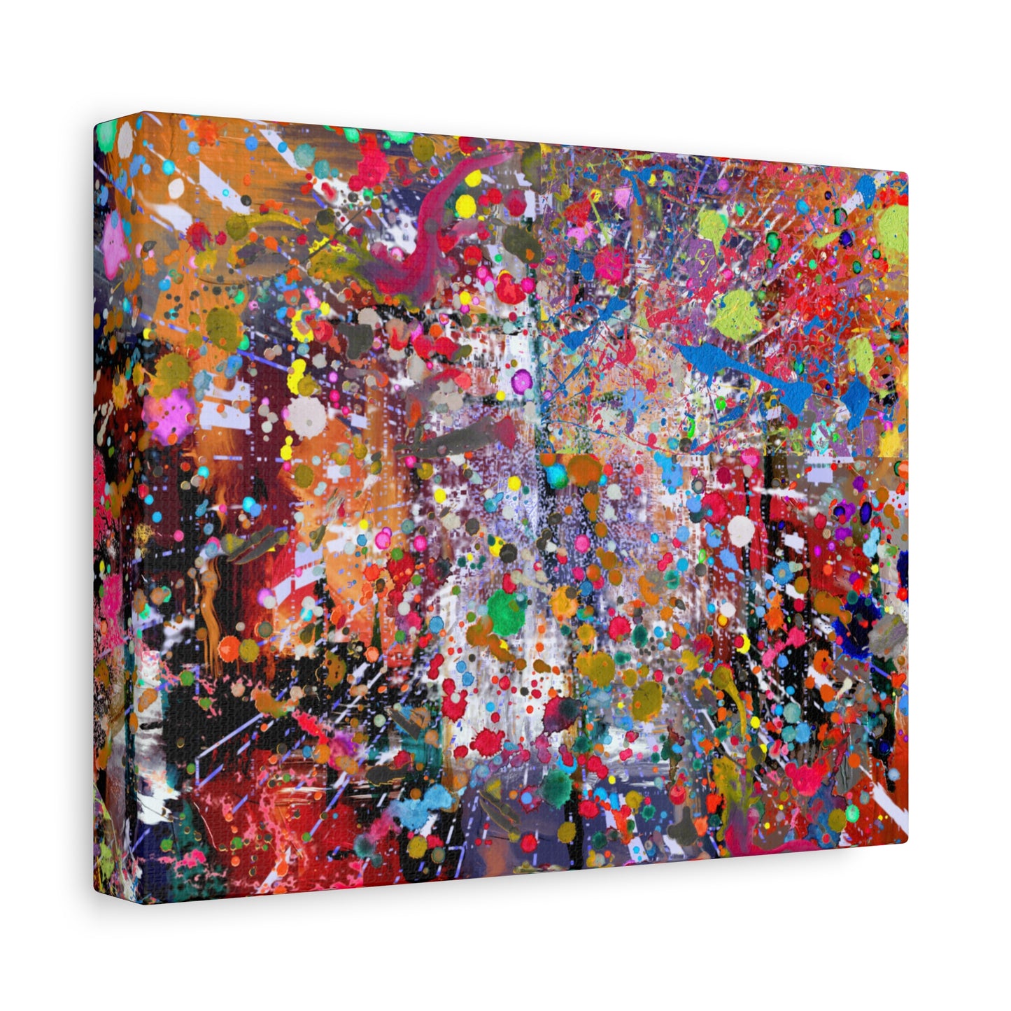 Urban Chaos: Neon Splatter Symphony Abstract Canvas Print Art