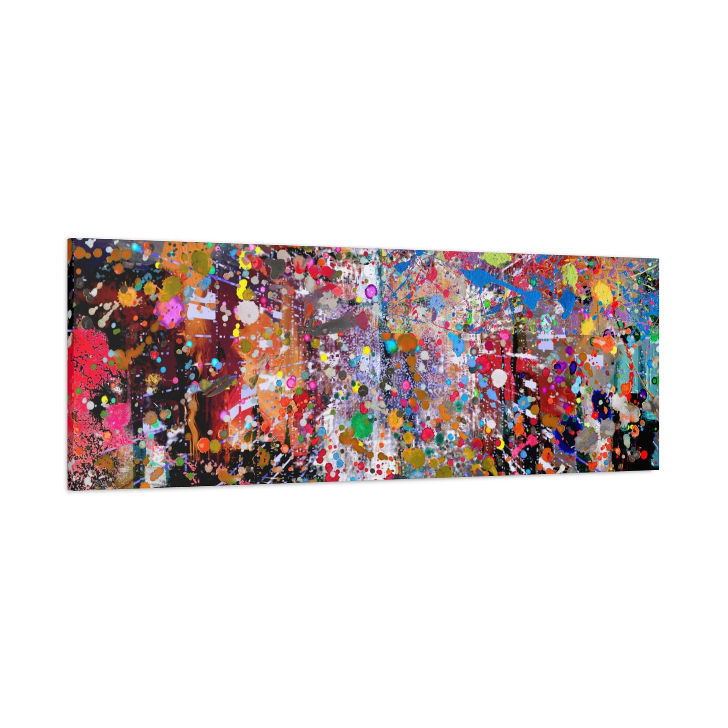 Urban Chaos: Neon Splatter Symphony Abstract Canvas Print Art