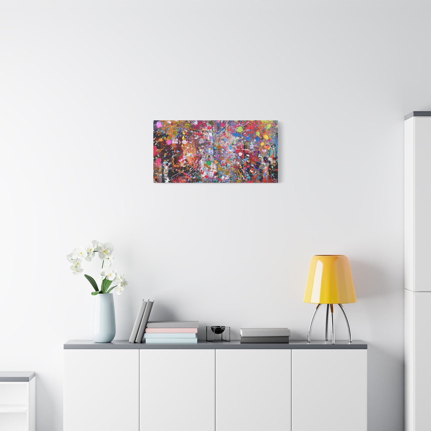 Urban Chaos: Neon Splatter Symphony Abstract Canvas Print Art
