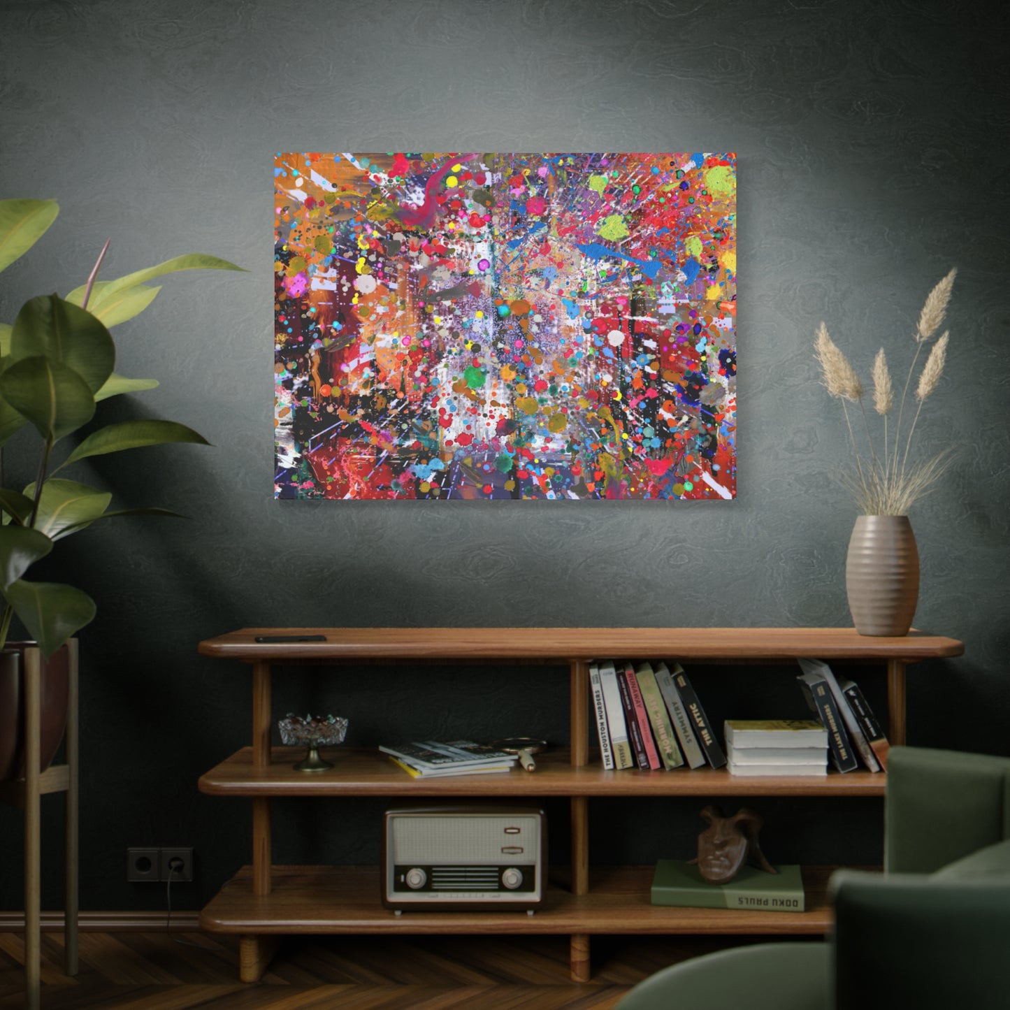 Urban Chaos: Neon Splatter Symphony Abstract Canvas Print Art