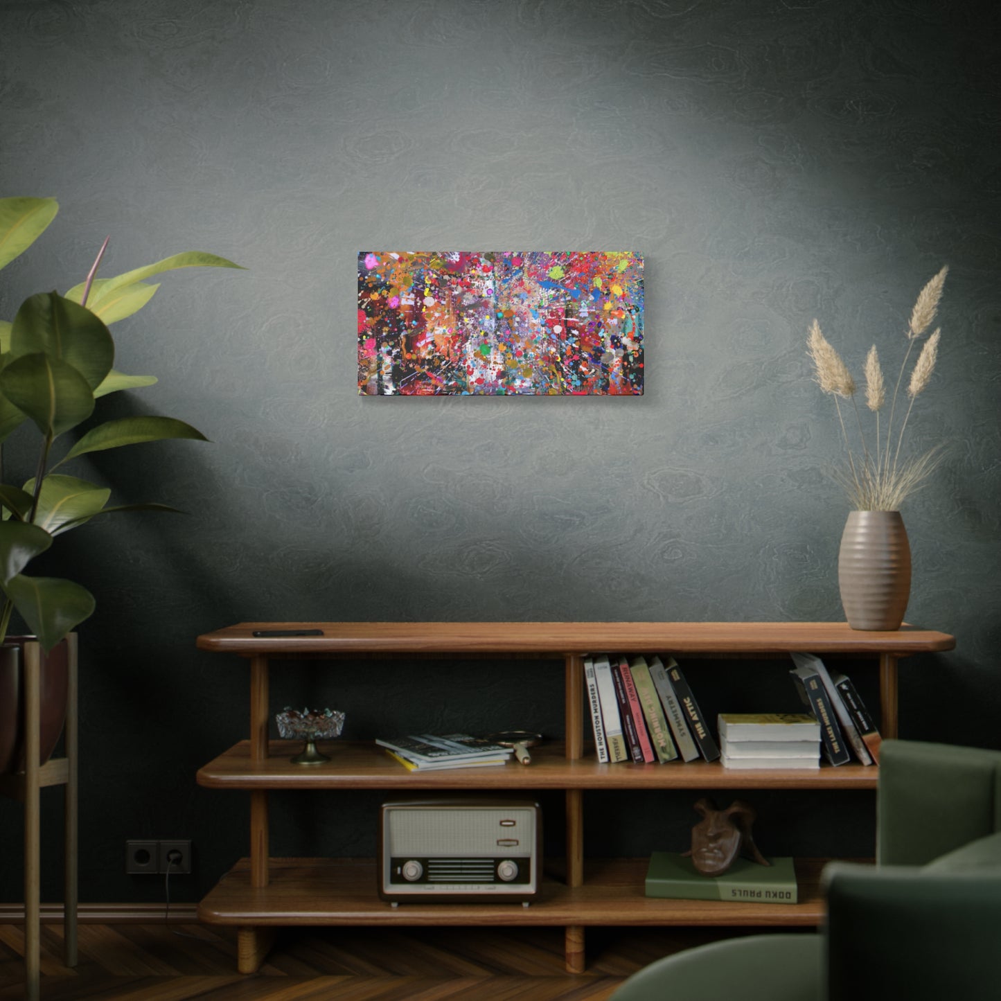Urban Chaos: Neon Splatter Symphony Abstract Canvas Print Art