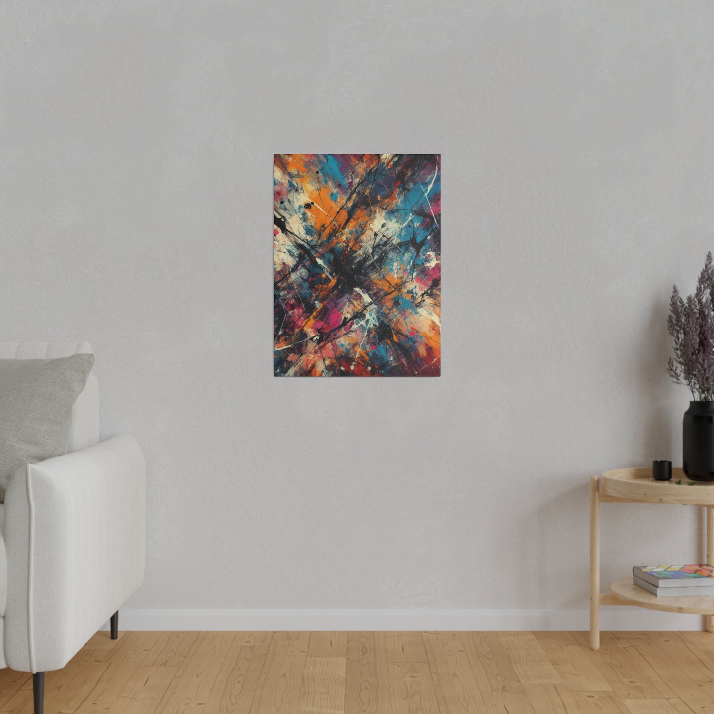 Electric Chaos Abstract Canvas Print – Bold Modern Paint Splash Wall Art for Contemporary Interiors