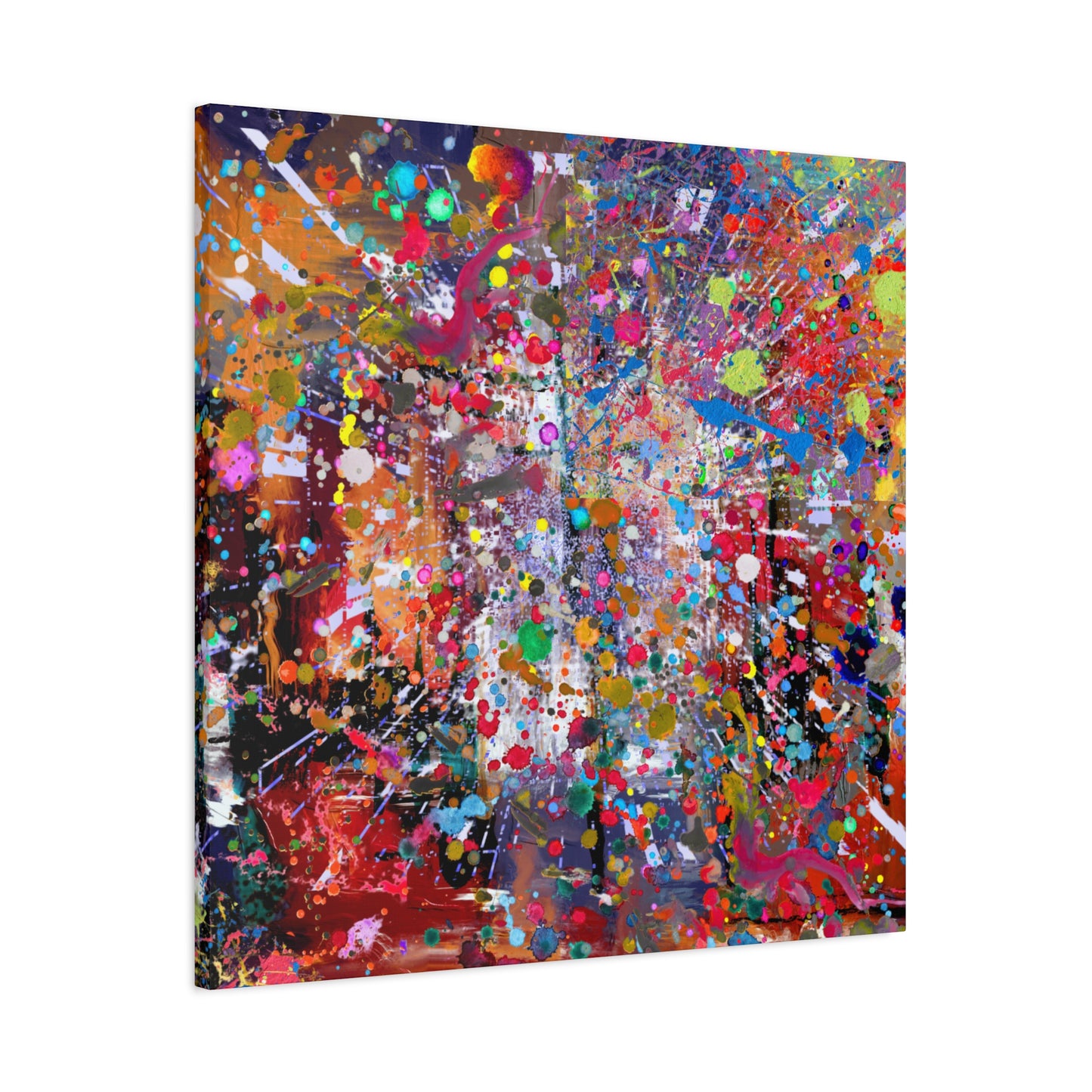 Urban Chaos: Neon Splatter Symphony Abstract Canvas Print Art