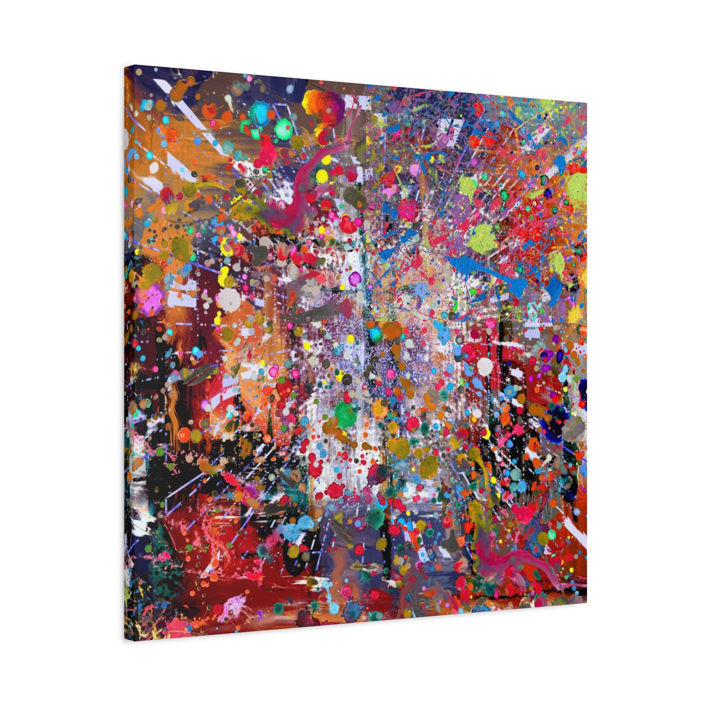 Urban Chaos: Neon Splatter Symphony Abstract Canvas Print Art