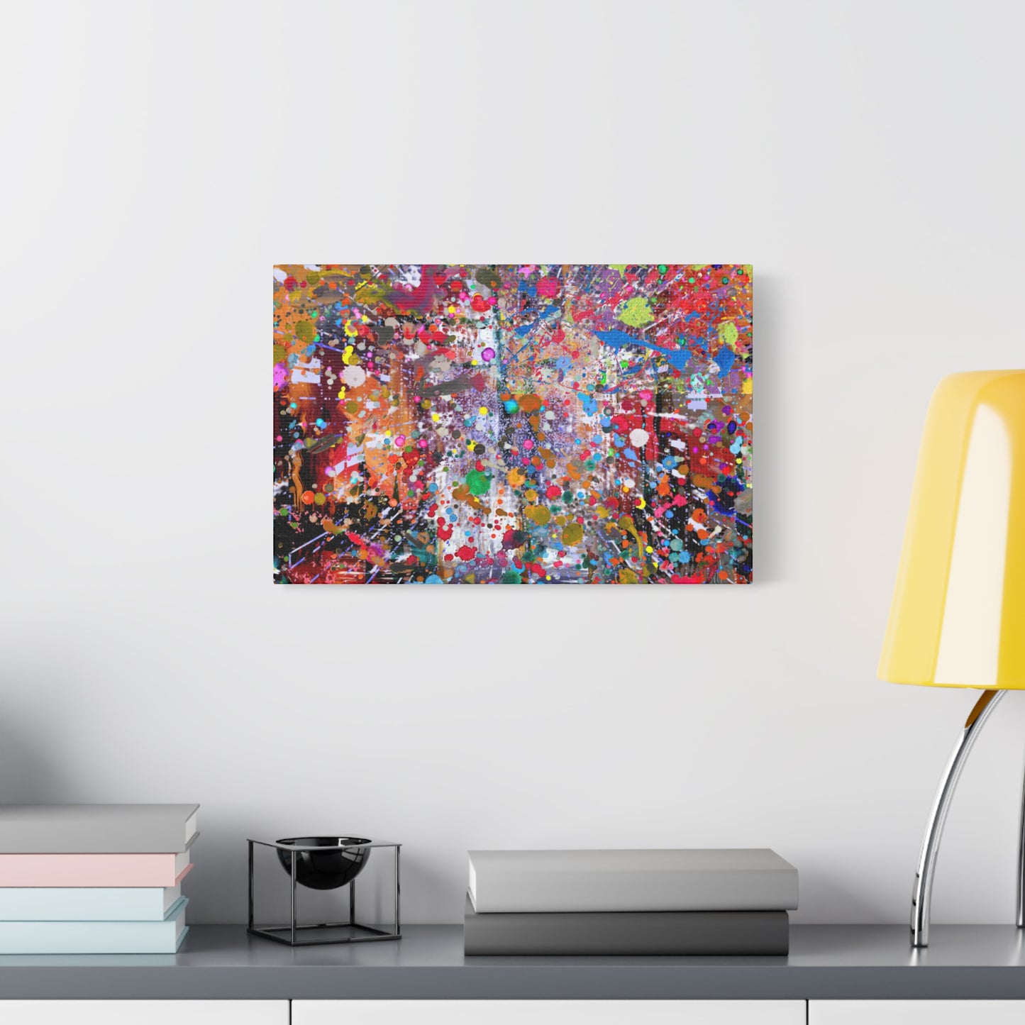 Urban Chaos: Neon Splatter Symphony Abstract Canvas Print Art