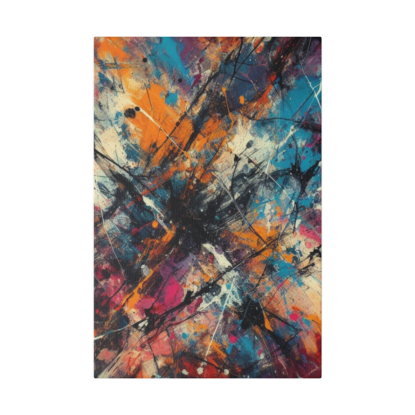 Electric Chaos Abstract Canvas Print – Bold Modern Paint Splash Wall Art for Contemporary Interiors