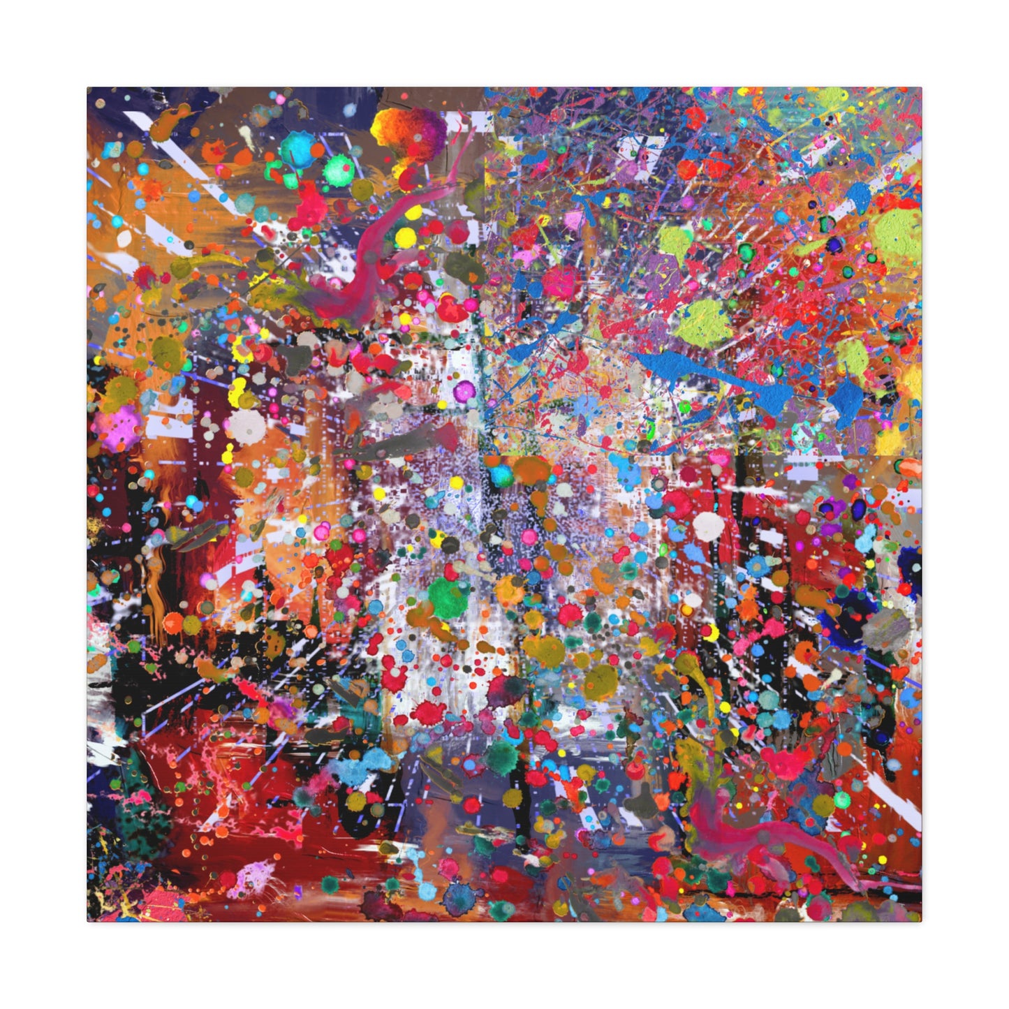 Urban Chaos: Neon Splatter Symphony Abstract Canvas Print Art