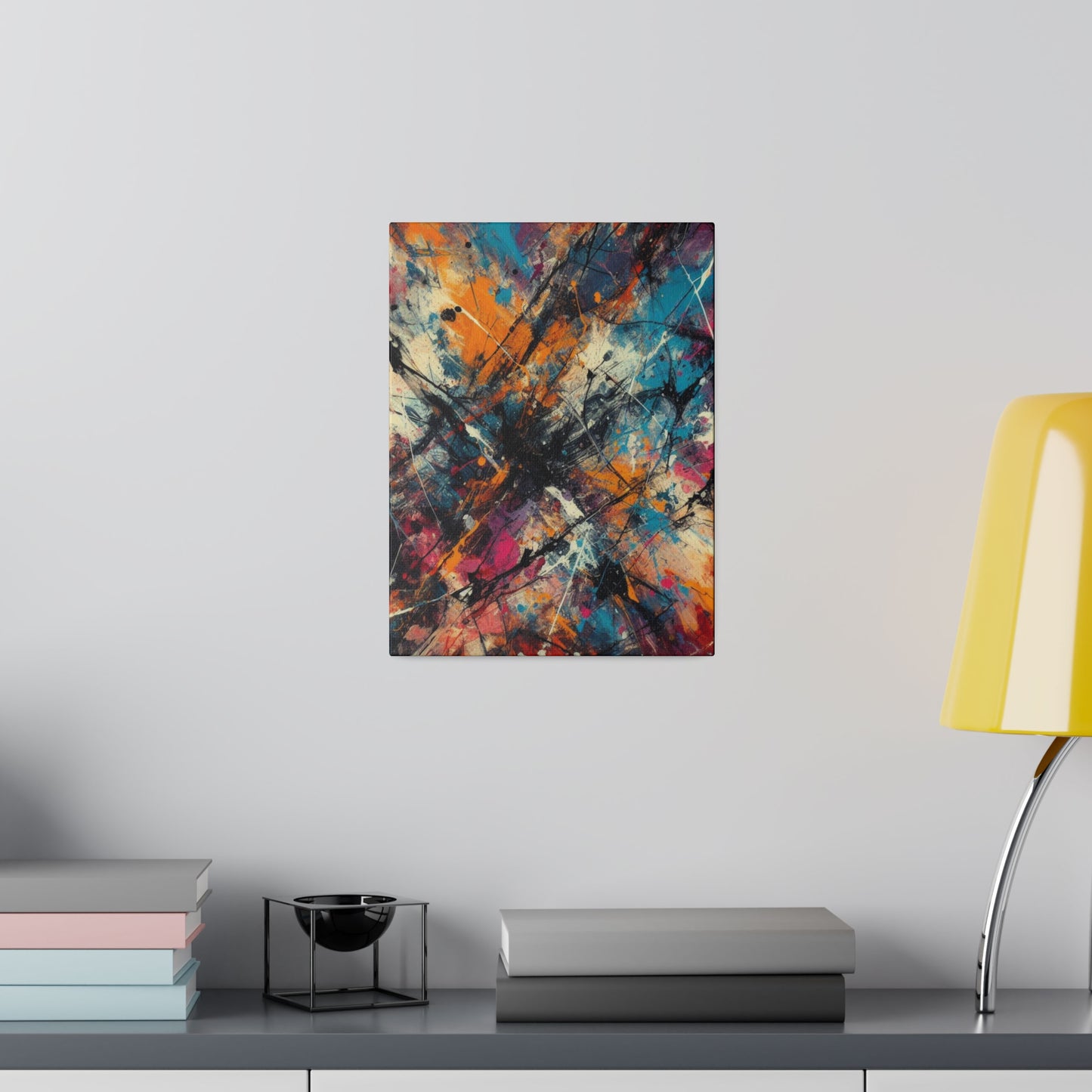 Electric Chaos Abstract Canvas Print – Bold Modern Paint Splash Wall Art for Contemporary Interiors