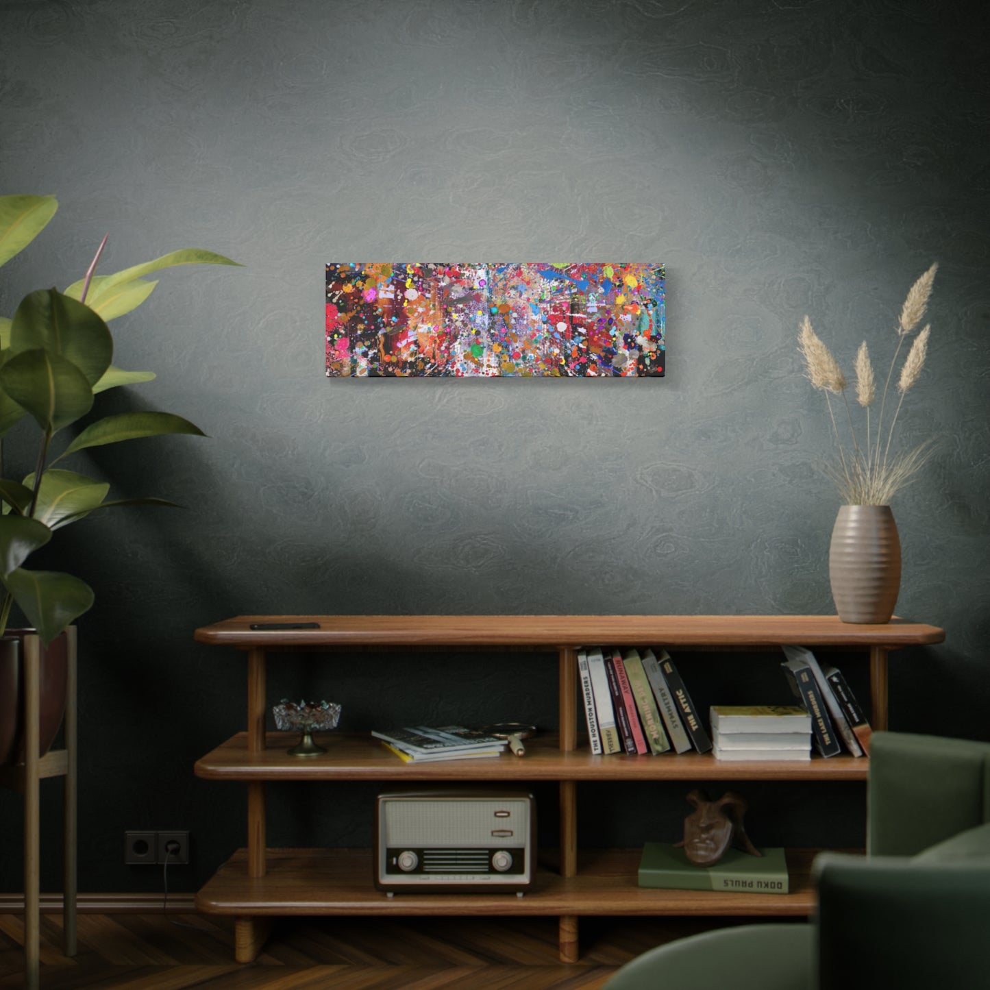 Urban Chaos: Neon Splatter Symphony Abstract Canvas Print Art