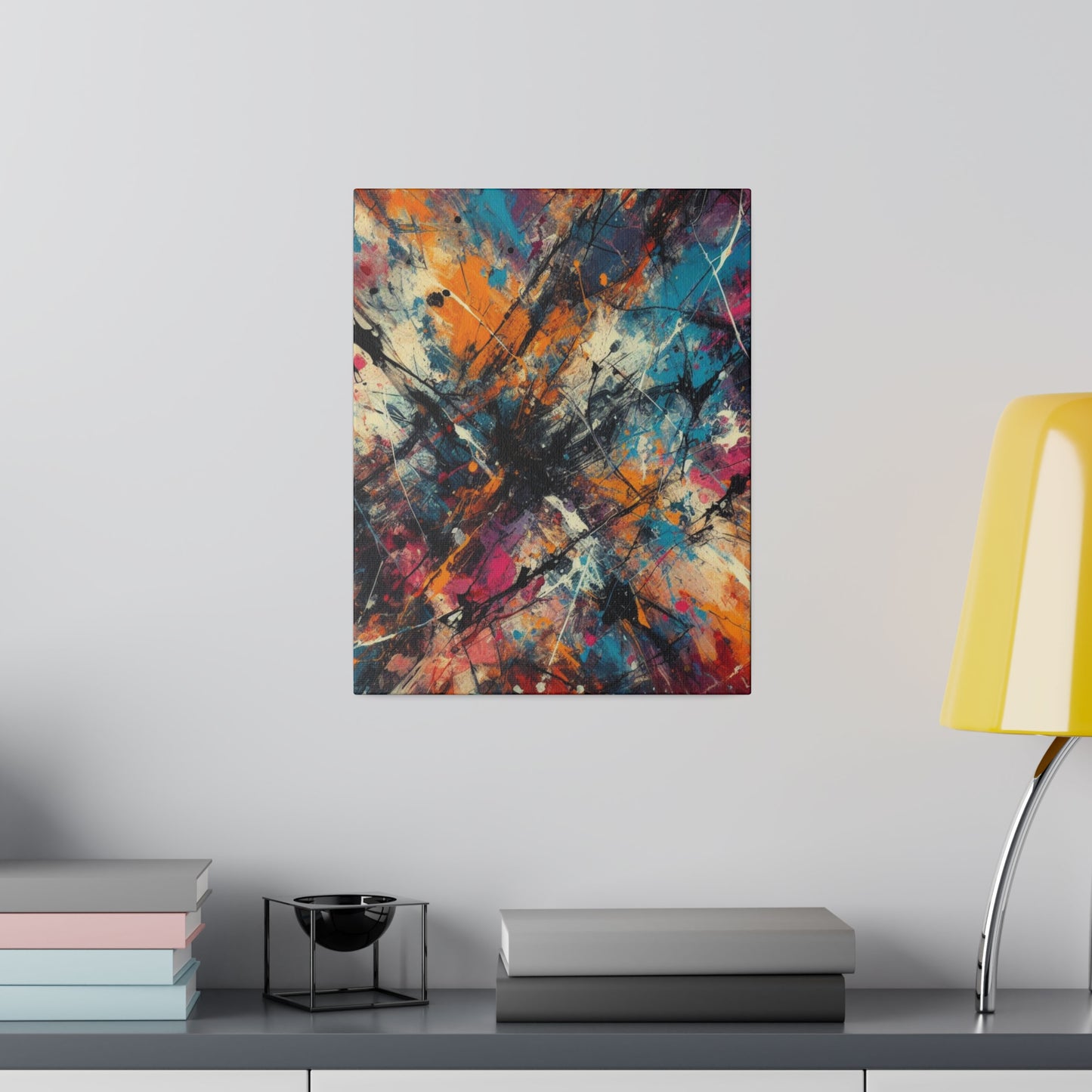 Electric Chaos Abstract Canvas Print – Bold Modern Paint Splash Wall Art for Contemporary Interiors