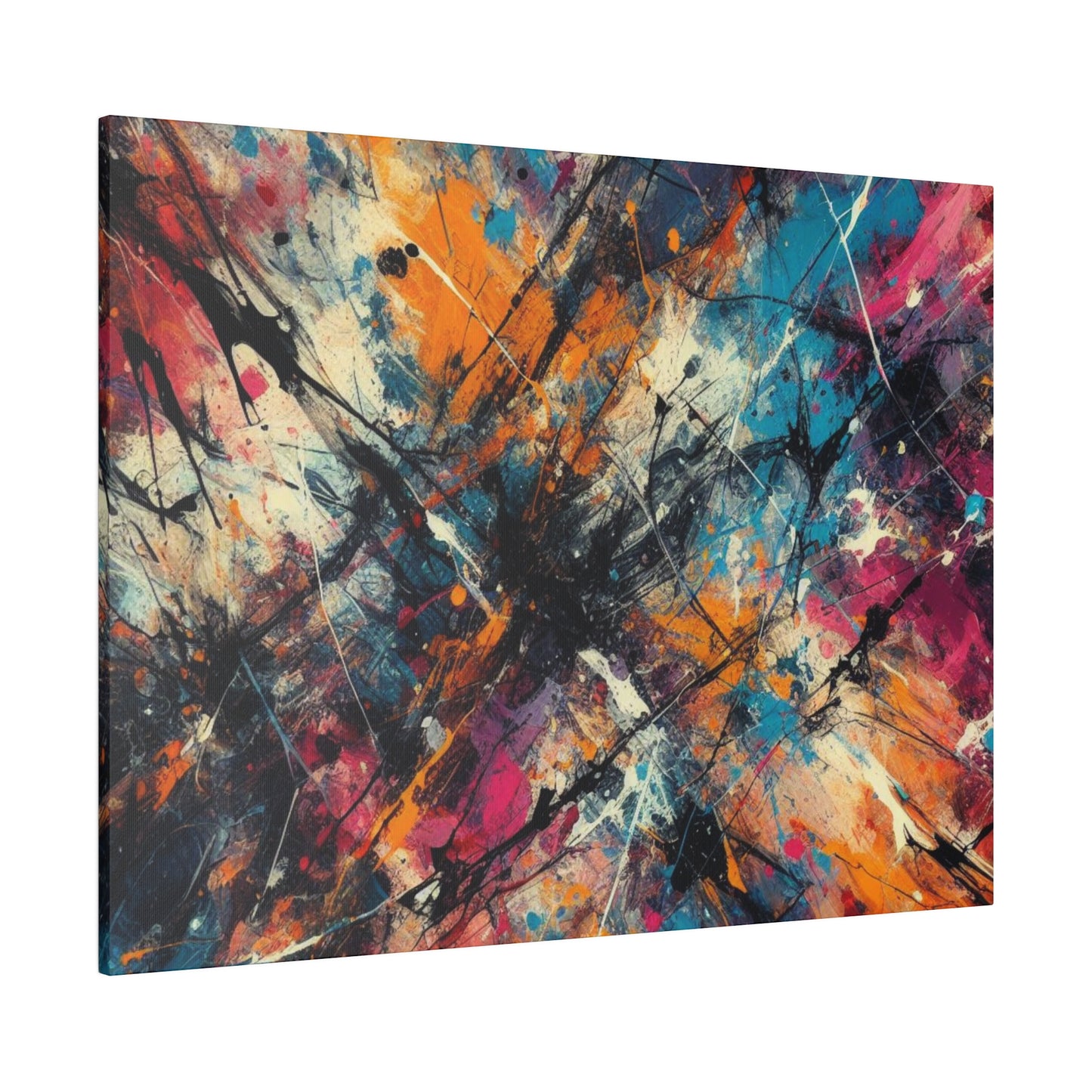 Electric Chaos Abstract Canvas Print – Bold Modern Paint Splash Wall Art for Contemporary Interiors