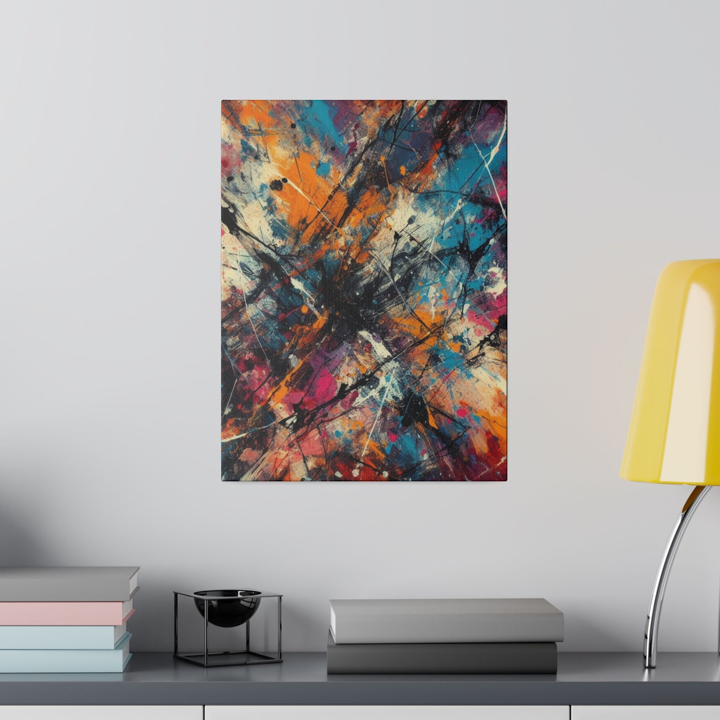 Electric Chaos Abstract Canvas Print – Bold Modern Paint Splash Wall Art for Contemporary Interiors