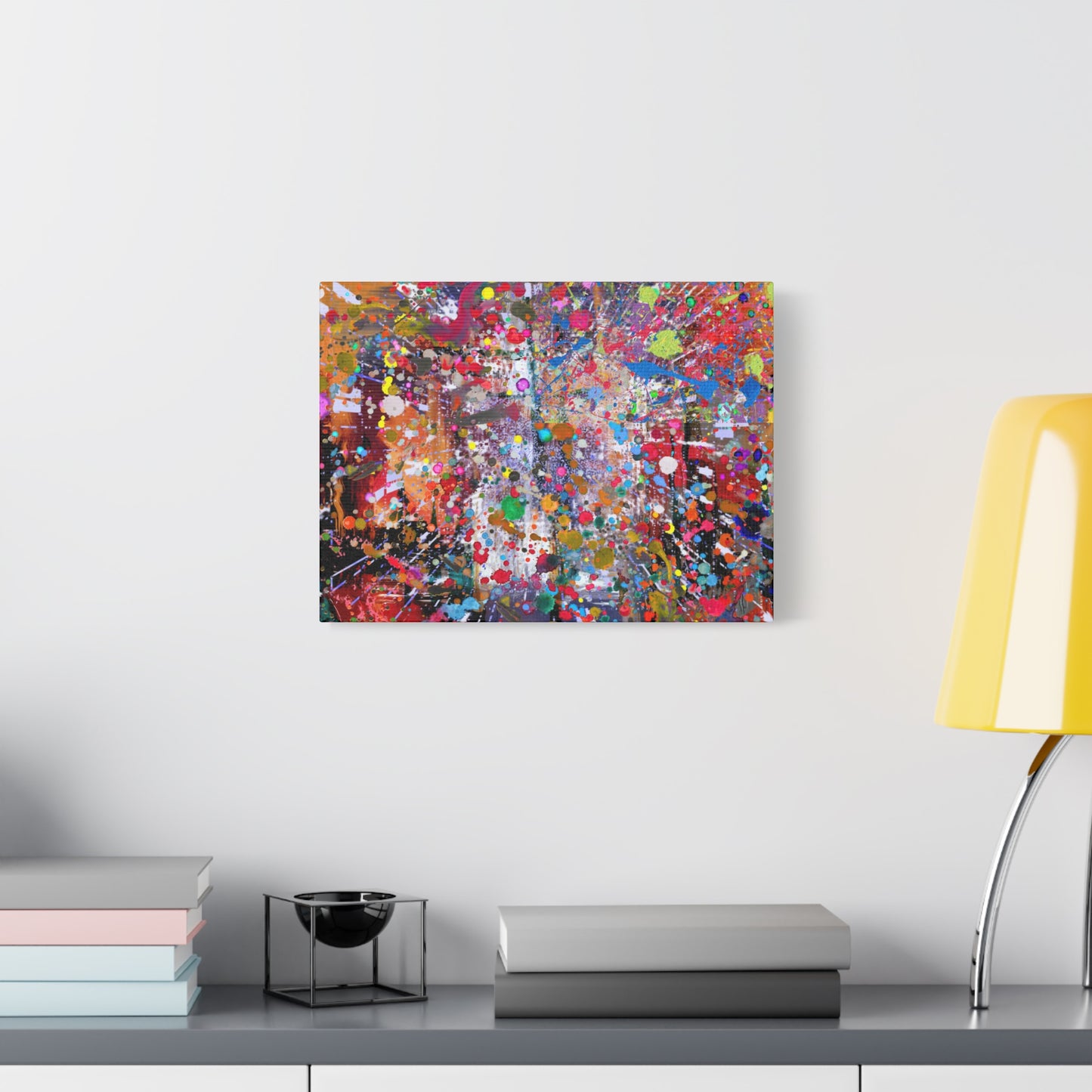 Urban Chaos: Neon Splatter Symphony Abstract Canvas Print Art