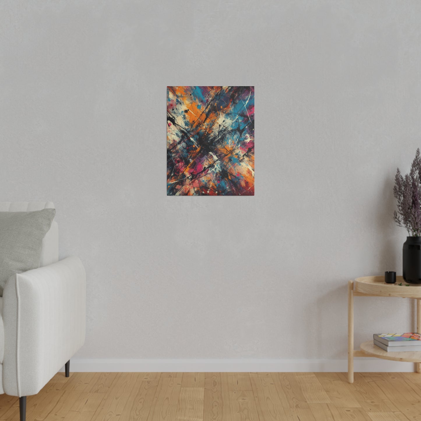Electric Chaos Abstract Canvas Print – Bold Modern Paint Splash Wall Art for Contemporary Interiors