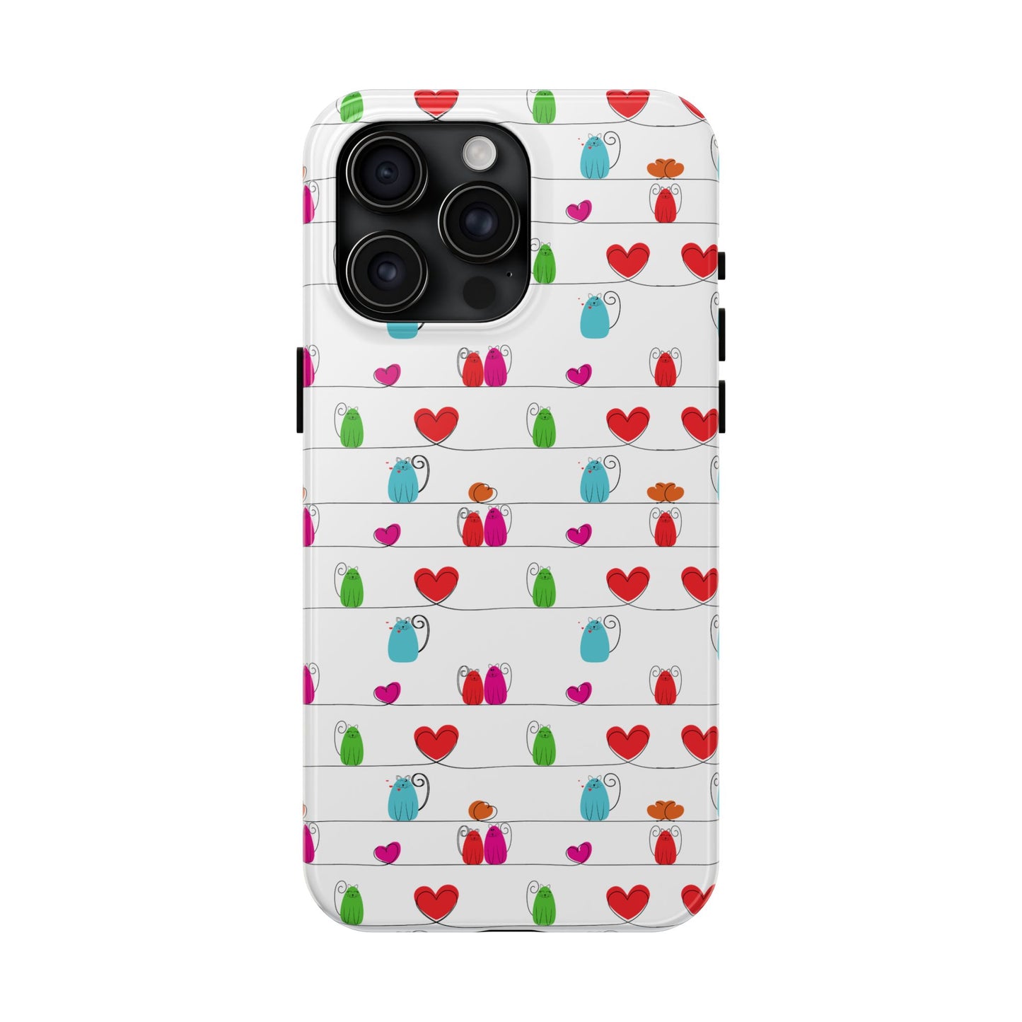 whimsical cat print phone cover - Cute & Durable