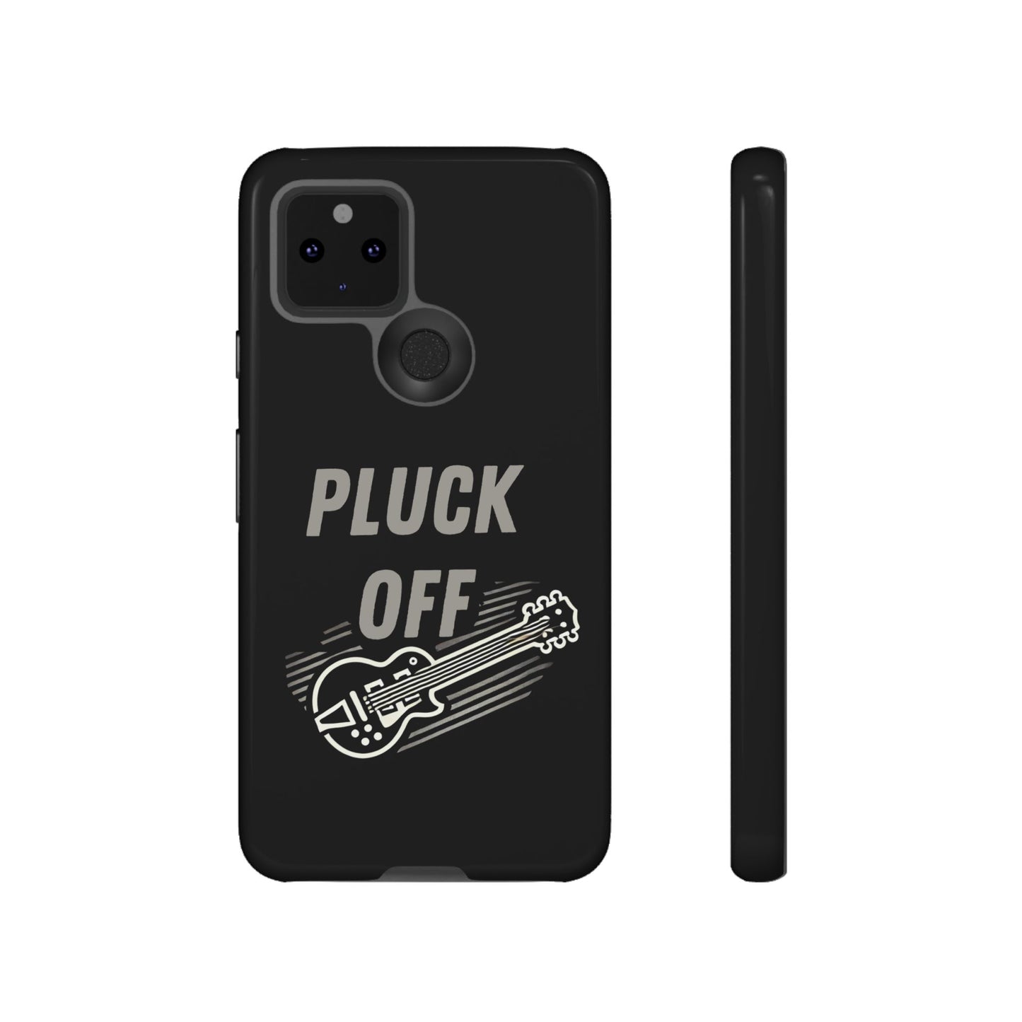 Funny pluck off tough phone case featuring a guitar illustration and stylish text design