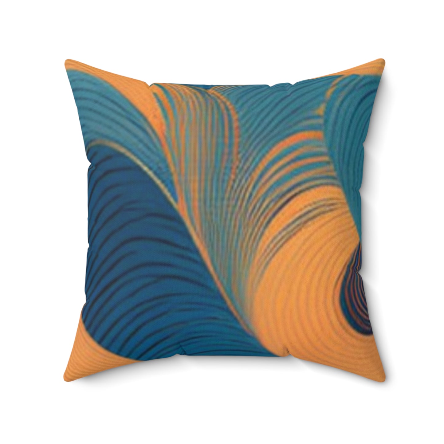 wavy pattern throw pillow with blue and orange abstract design for home decor