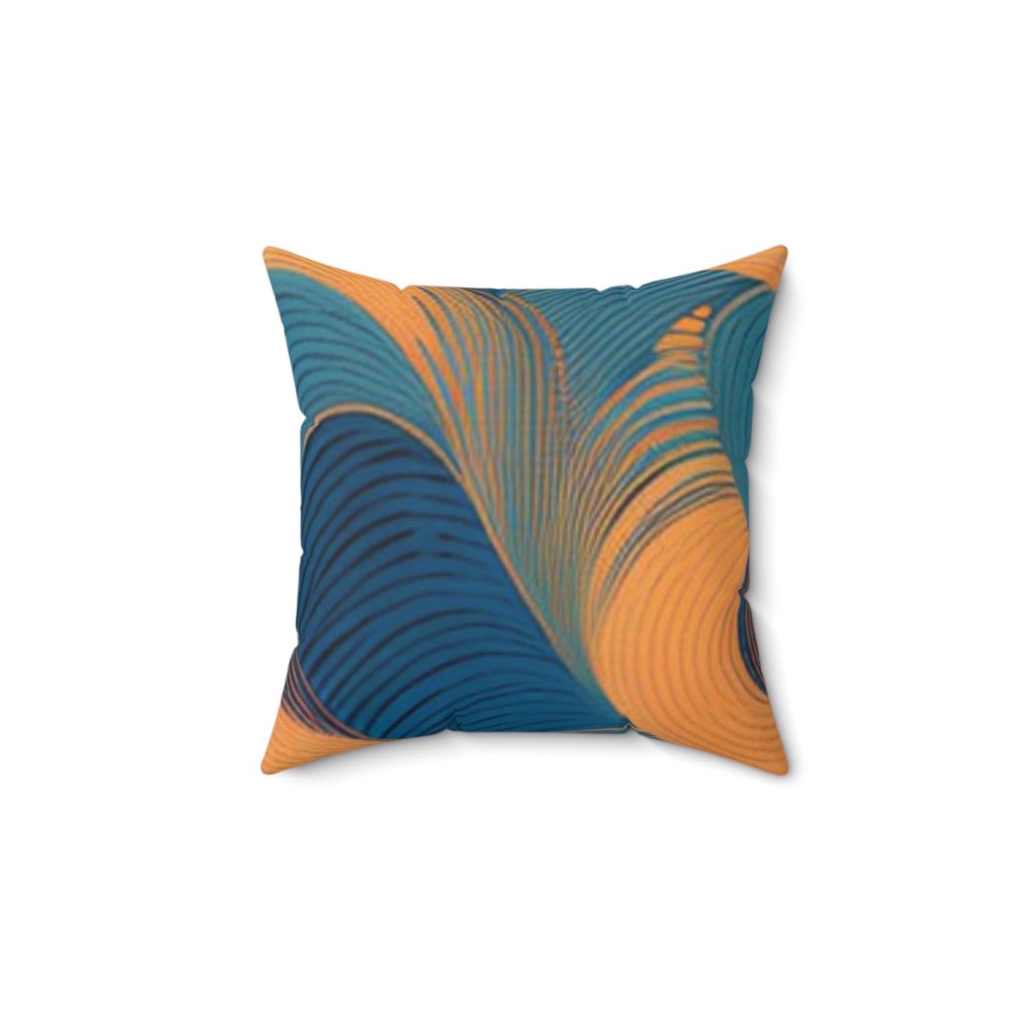 wavy pattern throw pillow with blue and orange abstract wave design for home decor