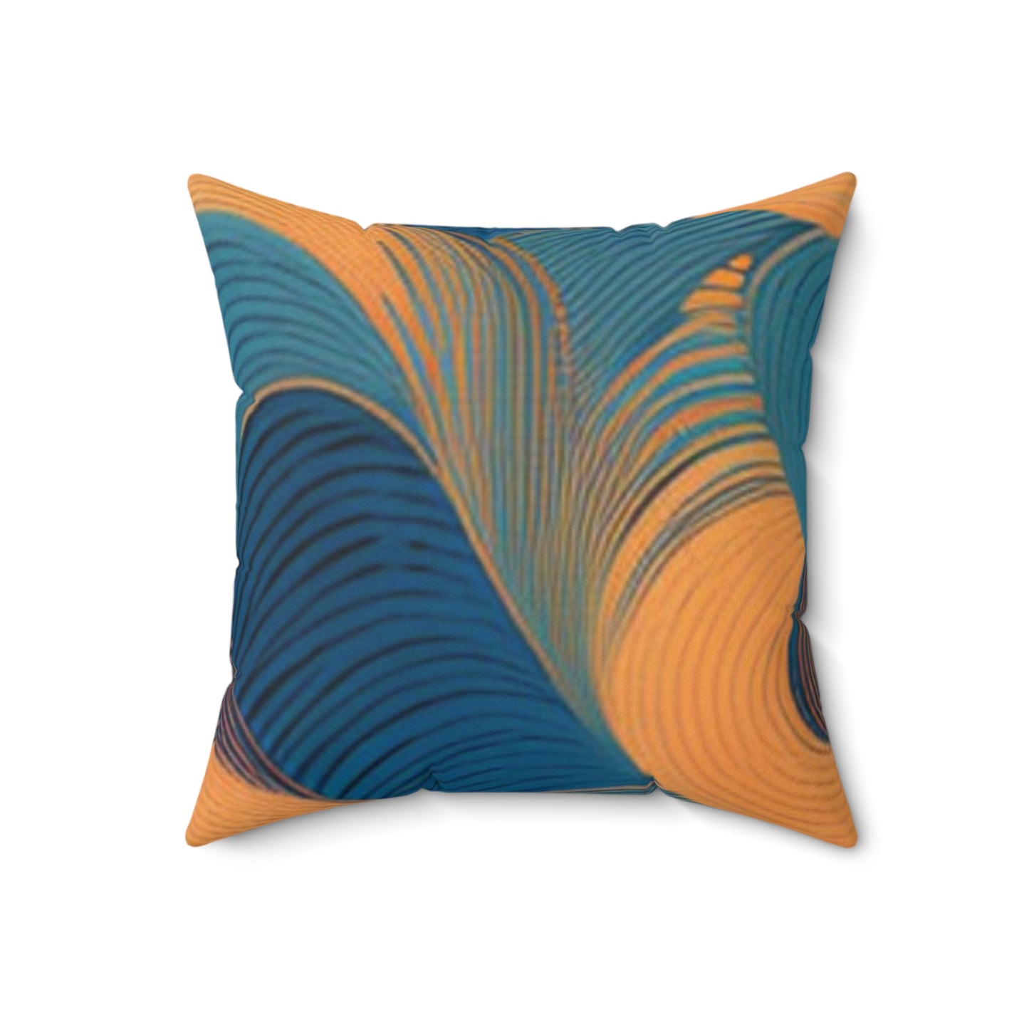 wavy pattern throw pillow in blue and orange with abstract curved lines for home decor