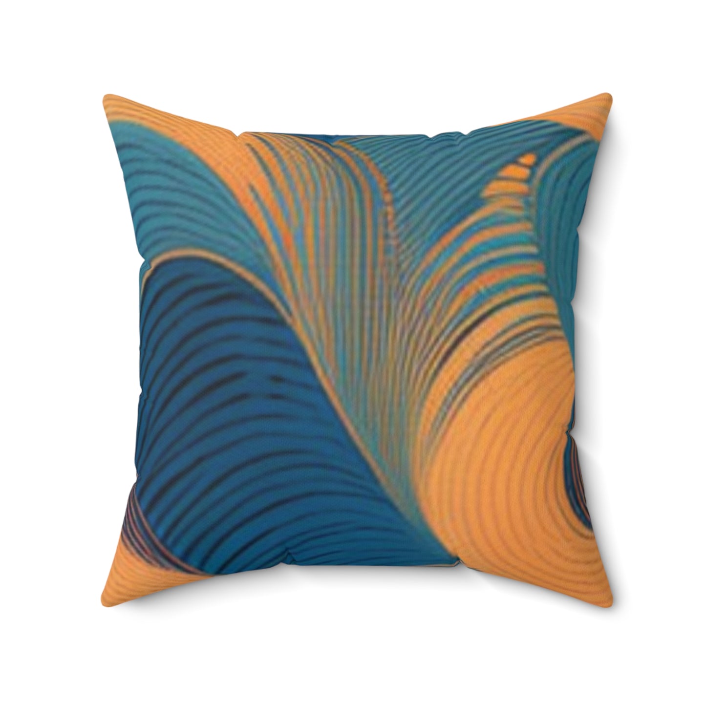 home decor wavy pattern throw pillow in blue and orange with abstract curved lines design
