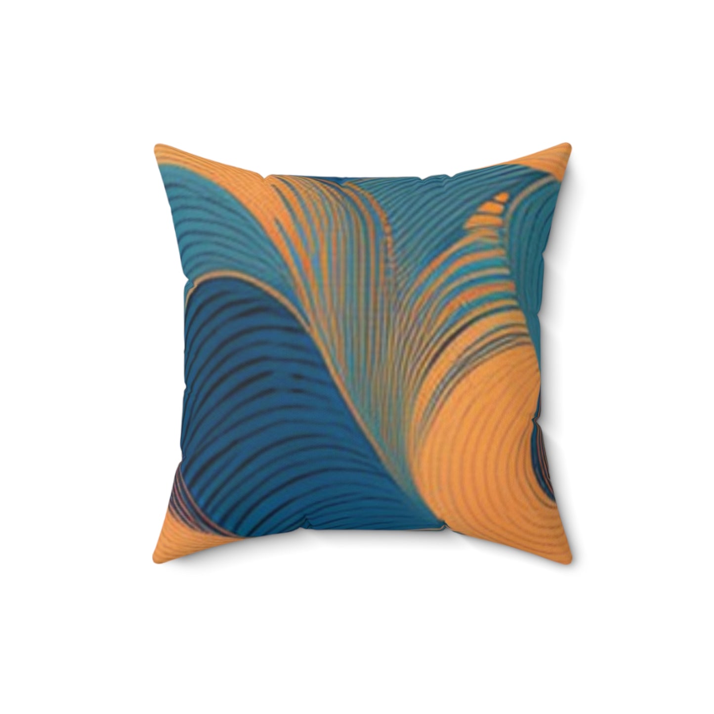 home decor wavy pattern throw pillow in blue and orange abstract design