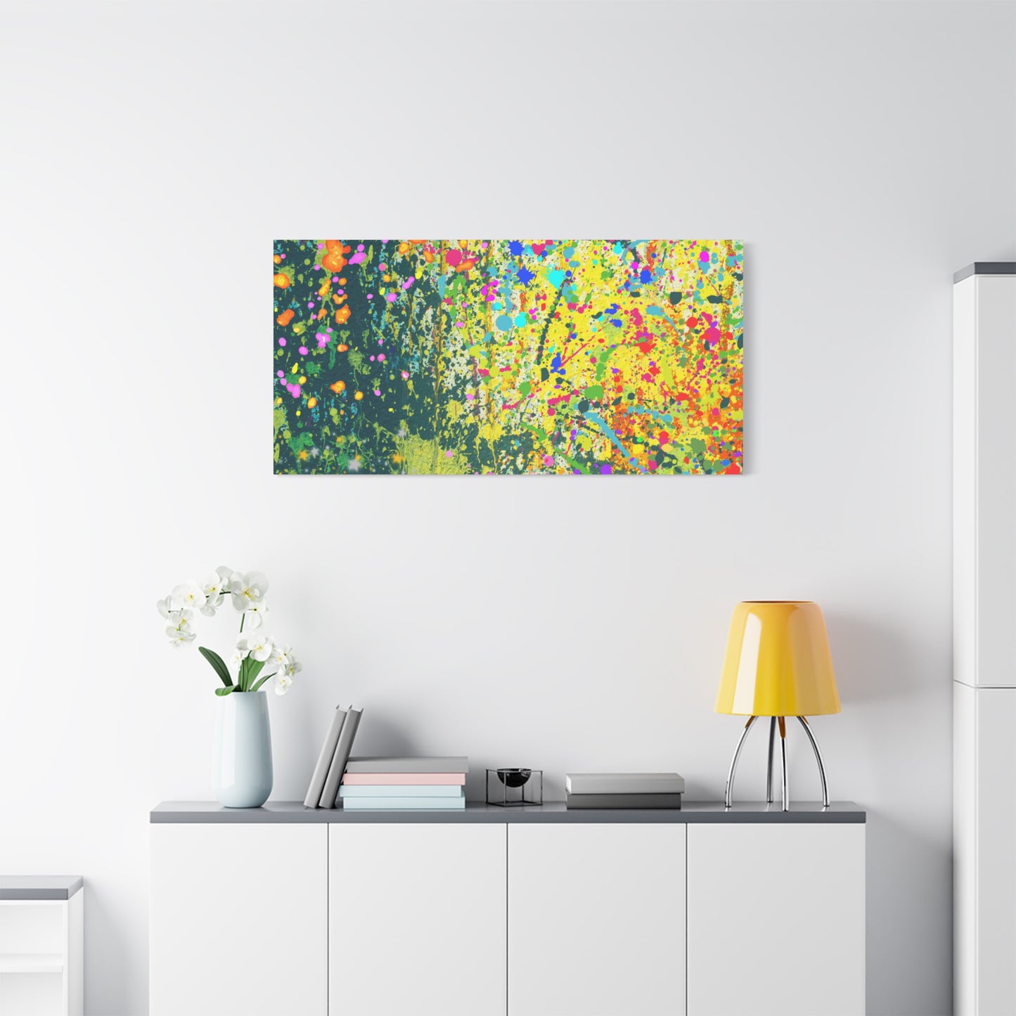 Vibrant Colorful Paint Splatter Abstract Art Canvas Print