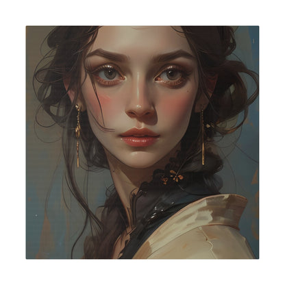 Classical Beauty Portrait Canvas Print – Elegant Oil-Style Girl Wall Art for Sophisticated Interiors