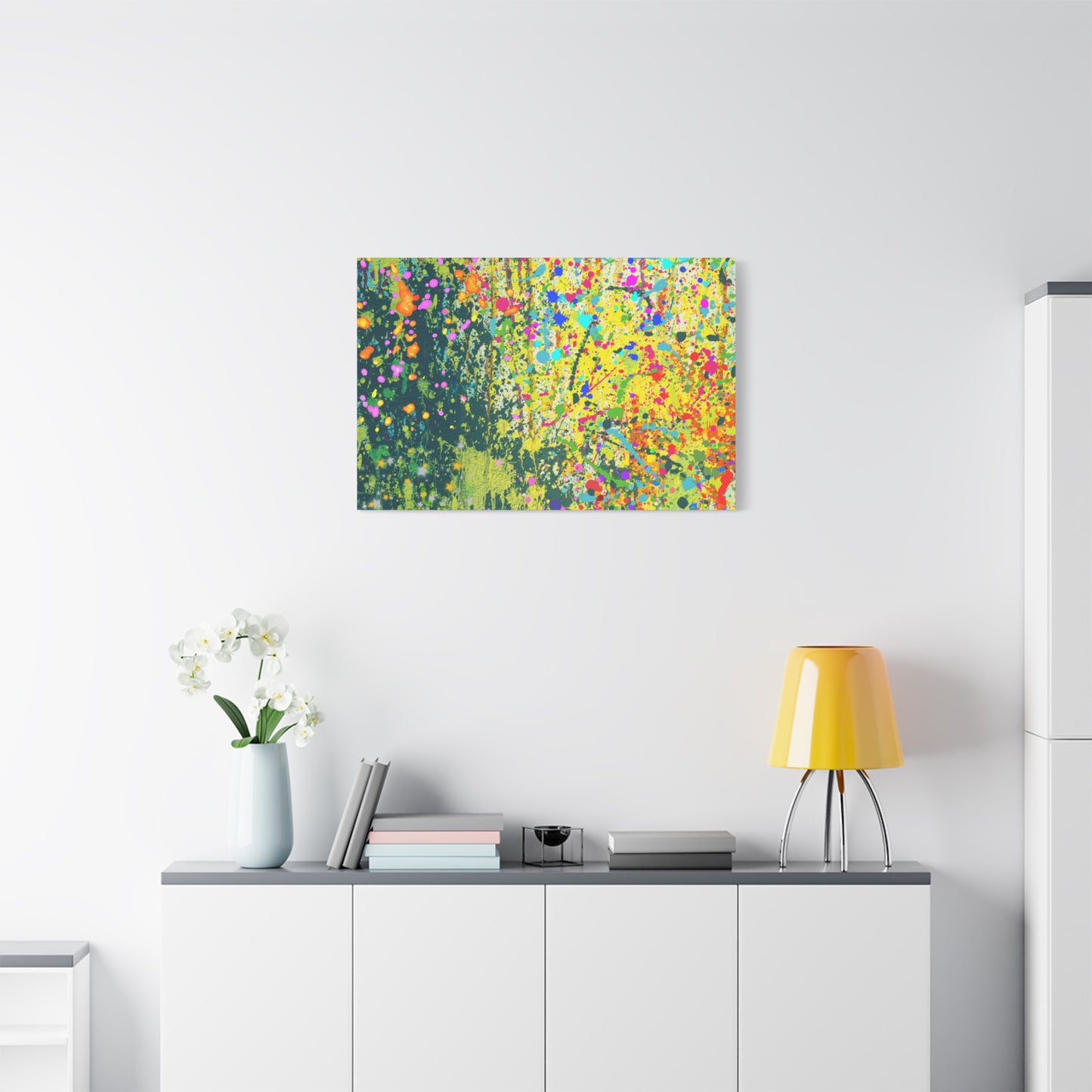 Vibrant Colorful Paint Splatter Abstract Art Canvas Print